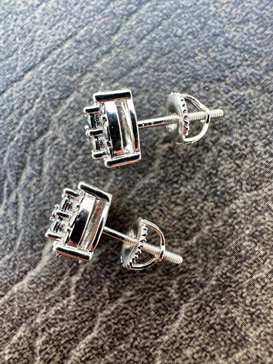 Black MOISSANITE Iced Out Culture Earrings - 925 Silver - 9mm