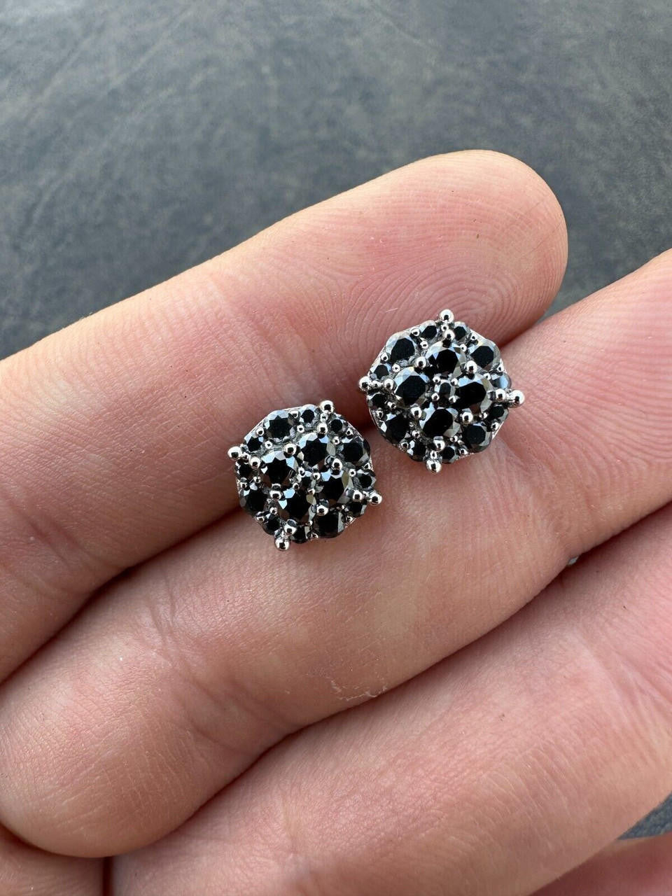 Black MOISSANITE Iced Out Culture Earrings - 925 Silver - 9mm