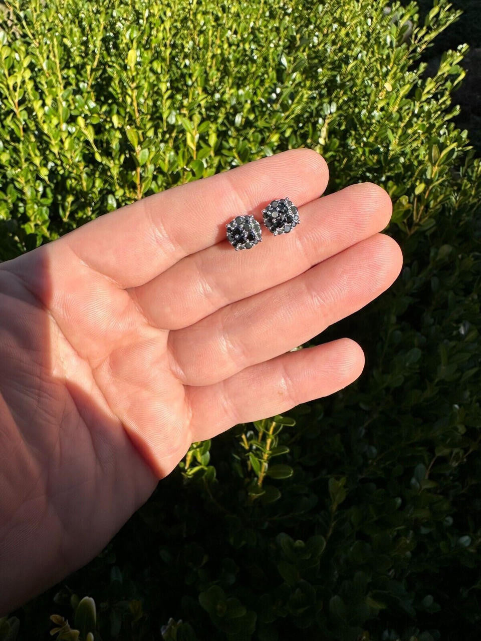 Black MOISSANITE Iced Out Culture Earrings - 925 Silver - 9mm