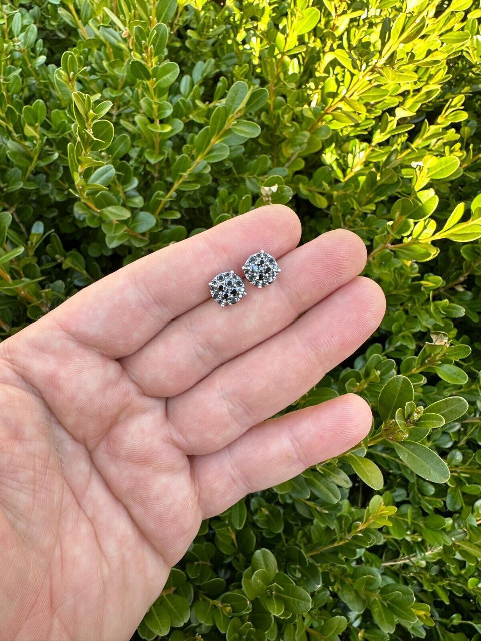 Black MOISSANITE Iced Out Culture Earrings - 925 Silver - 9mm