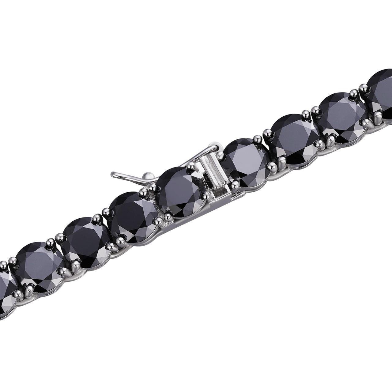 Real Black MOISSANITE Thick 7mm Tennis Bracelet 925 Silver Pass Diamond Tester
