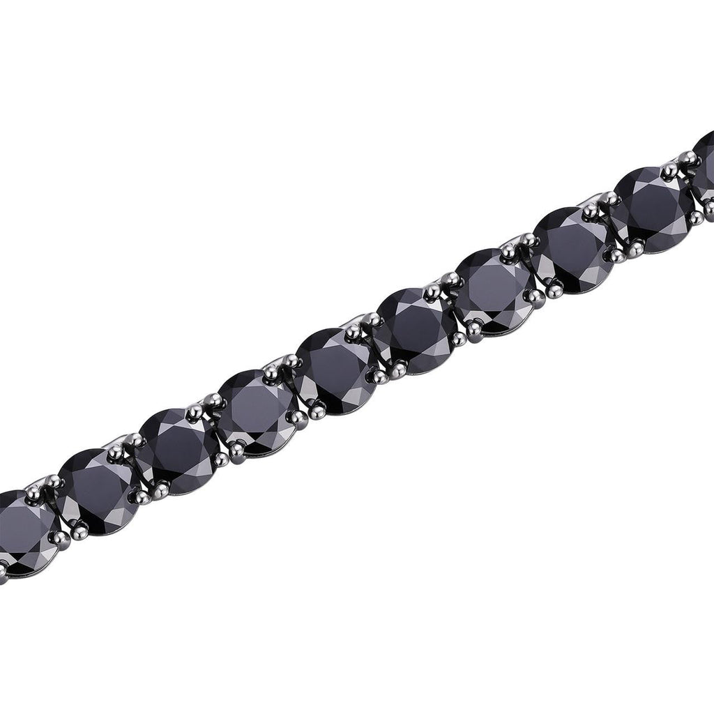 Real Black MOISSANITE Thick 7mm Tennis Bracelet 925 Silver Pass Diamond Tester