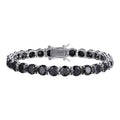 Real Black MOISSANITE Thick 7mm Tennis Bracelet 925 Silver Pass Diamond Tester