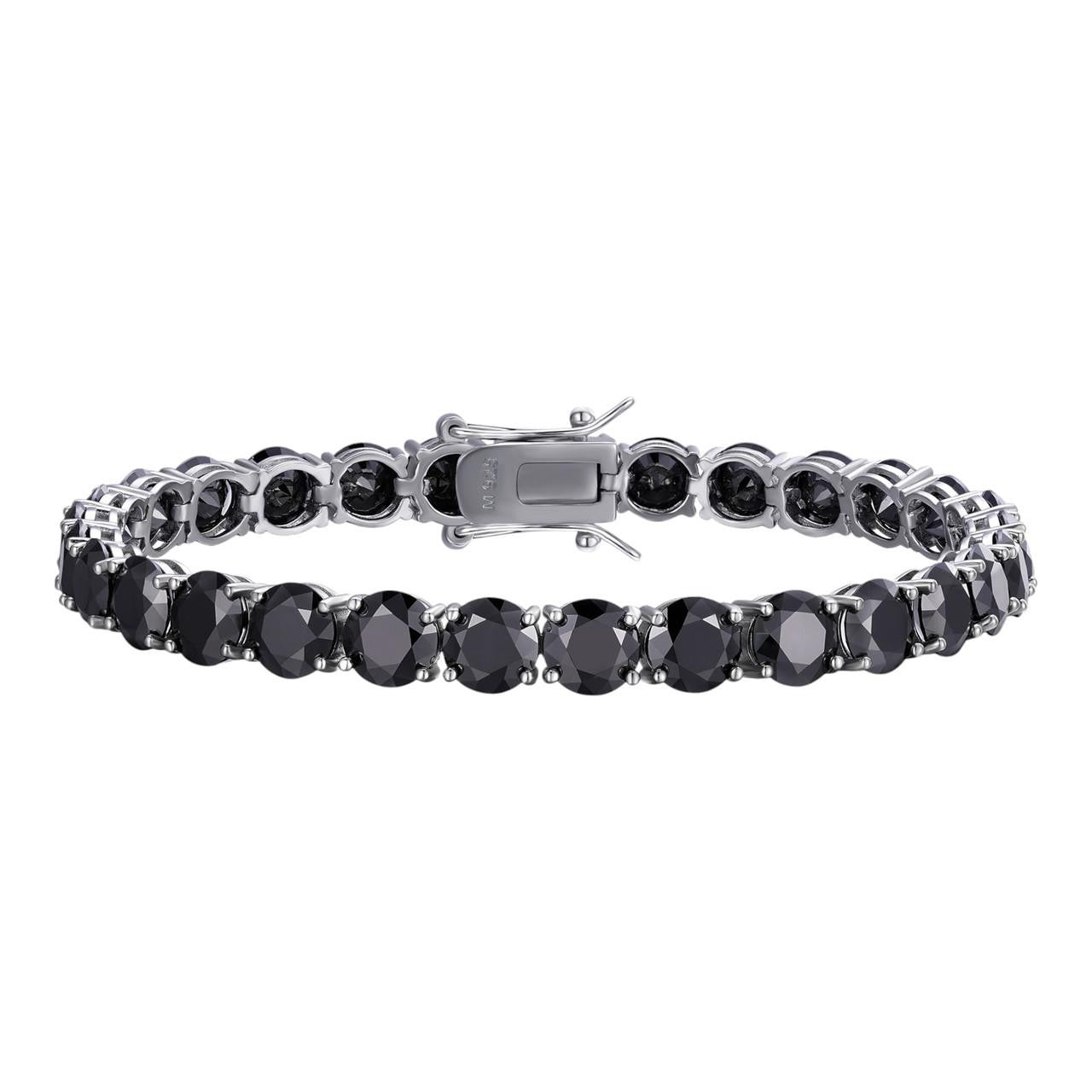 Real Black MOISSANITE Thick 7mm Tennis Bracelet 925 Silver Pass Diamond Tester