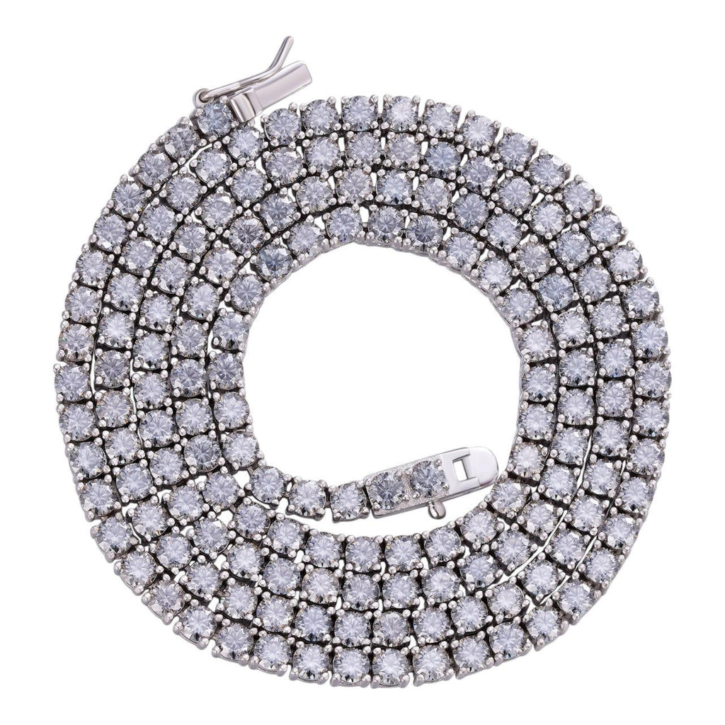 Blue Gray MOISSANITE Tennis Chain Necklace Iced Out - 925 Silver - 3mm - 16"-28"