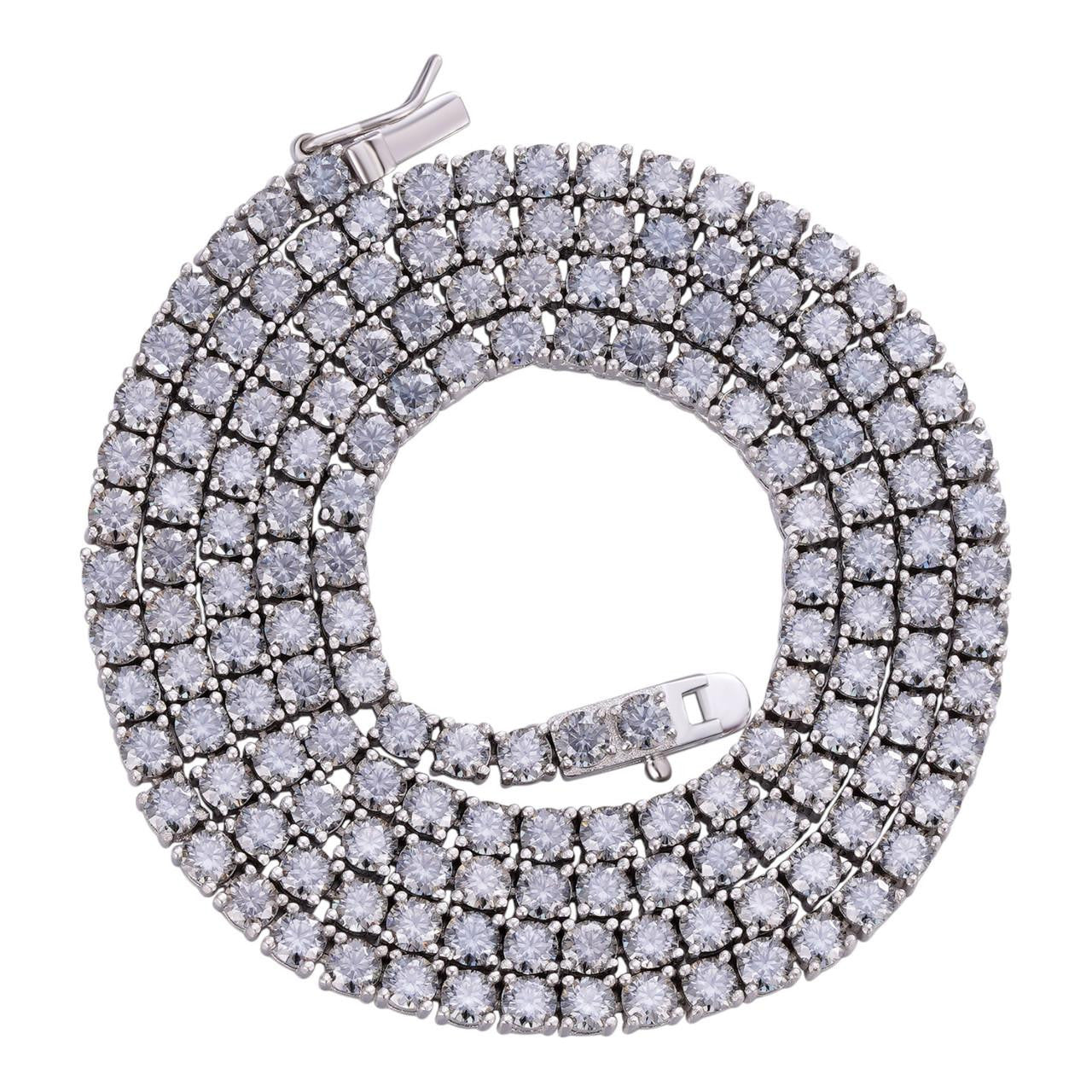 Blue Gray MOISSANITE Tennis Chain Necklace Iced Out - 925 Silver - 3mm - 16"-28"