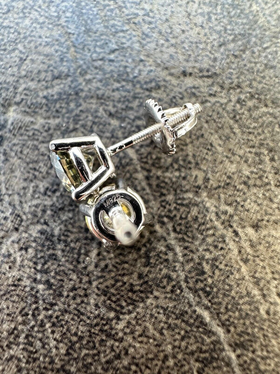Gray MOISSANITE Solitaire Stud Earrings - 925 Silver - 3mm-8mm - 0.2-4ct