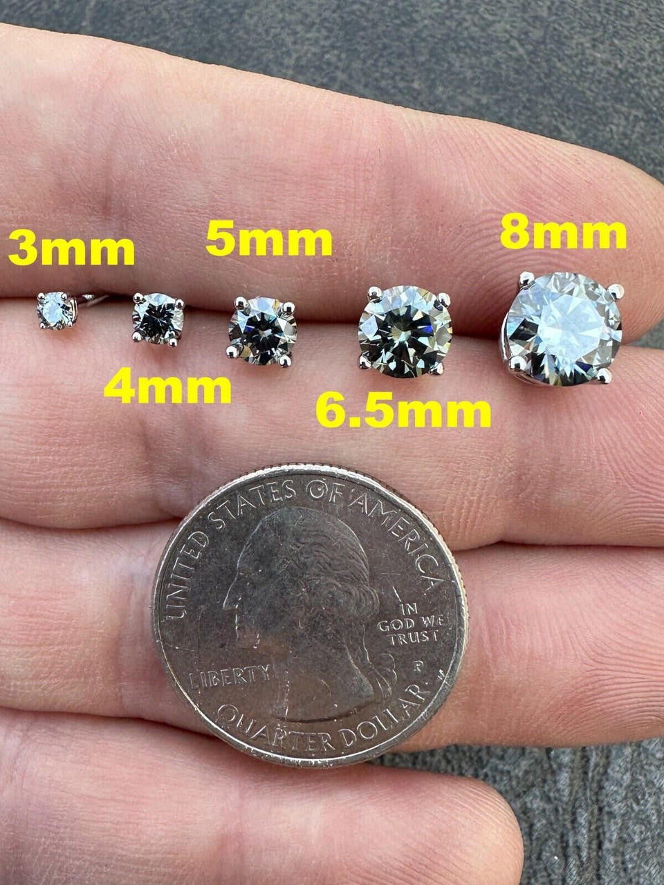 Gray MOISSANITE Solitaire Stud Earrings - 925 Silver - 3mm-8mm - 0.2-4ct