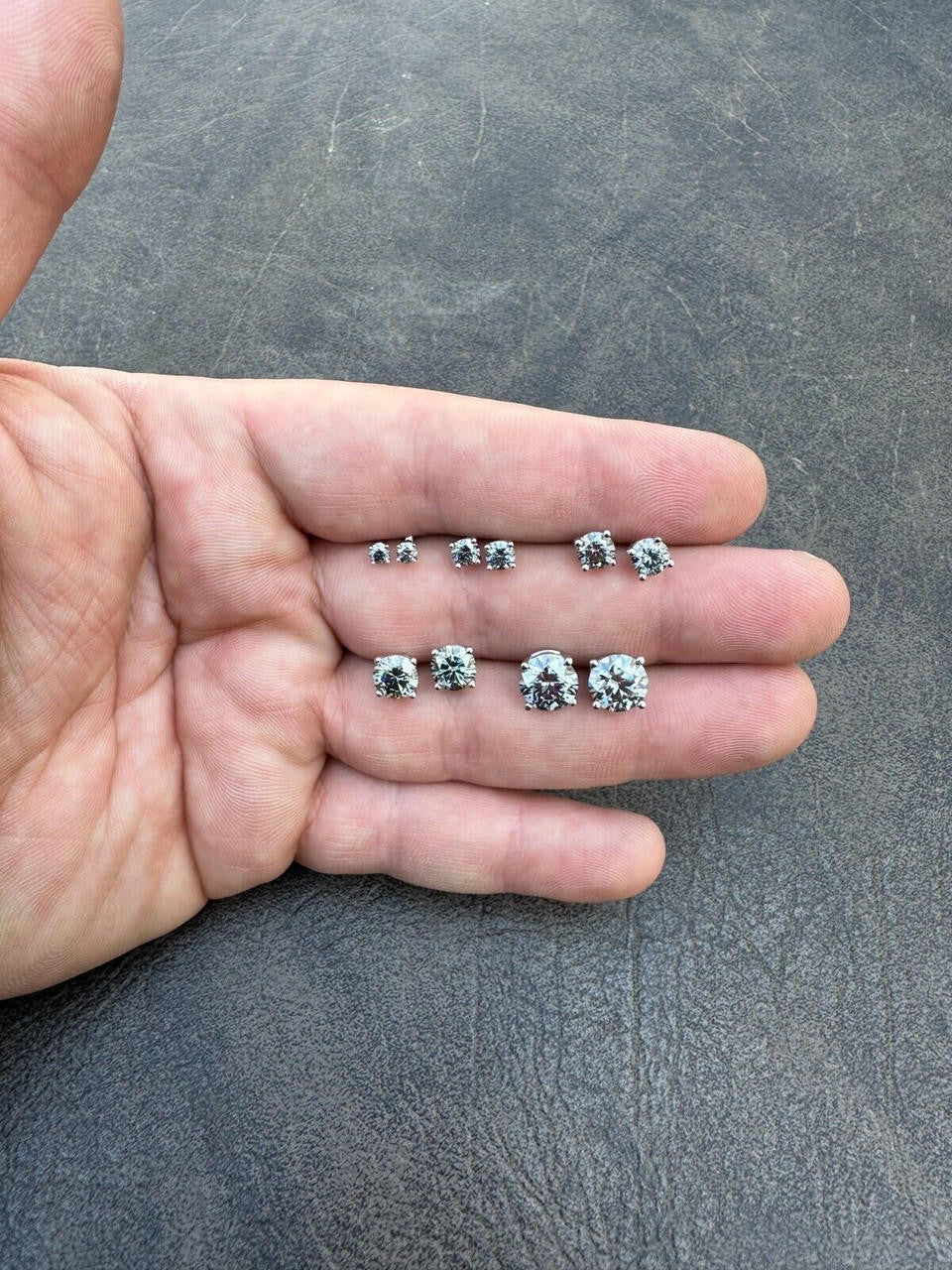Gray MOISSANITE Solitaire Stud Earrings - 925 Silver - 3mm-8mm - 0.2-4ct