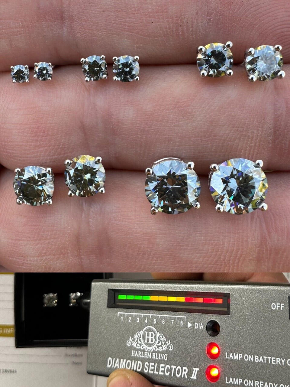 Gray MOISSANITE Solitaire Stud Earrings - 925 Silver - 3mm-8mm - 0.2-4ct