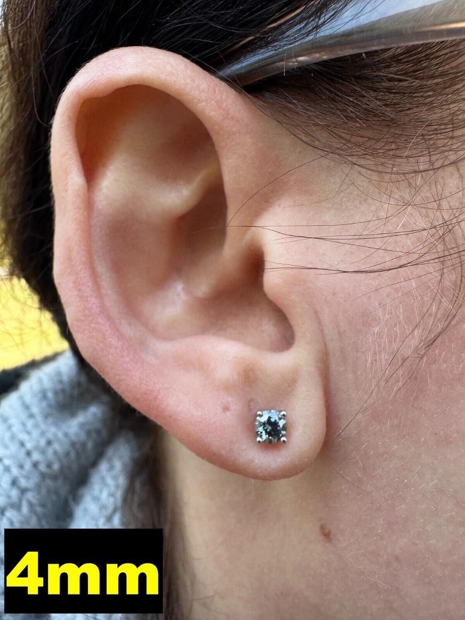 Gray MOISSANITE Solitaire Stud Earrings - 925 Silver - 3mm-8mm - 0.2-4ct