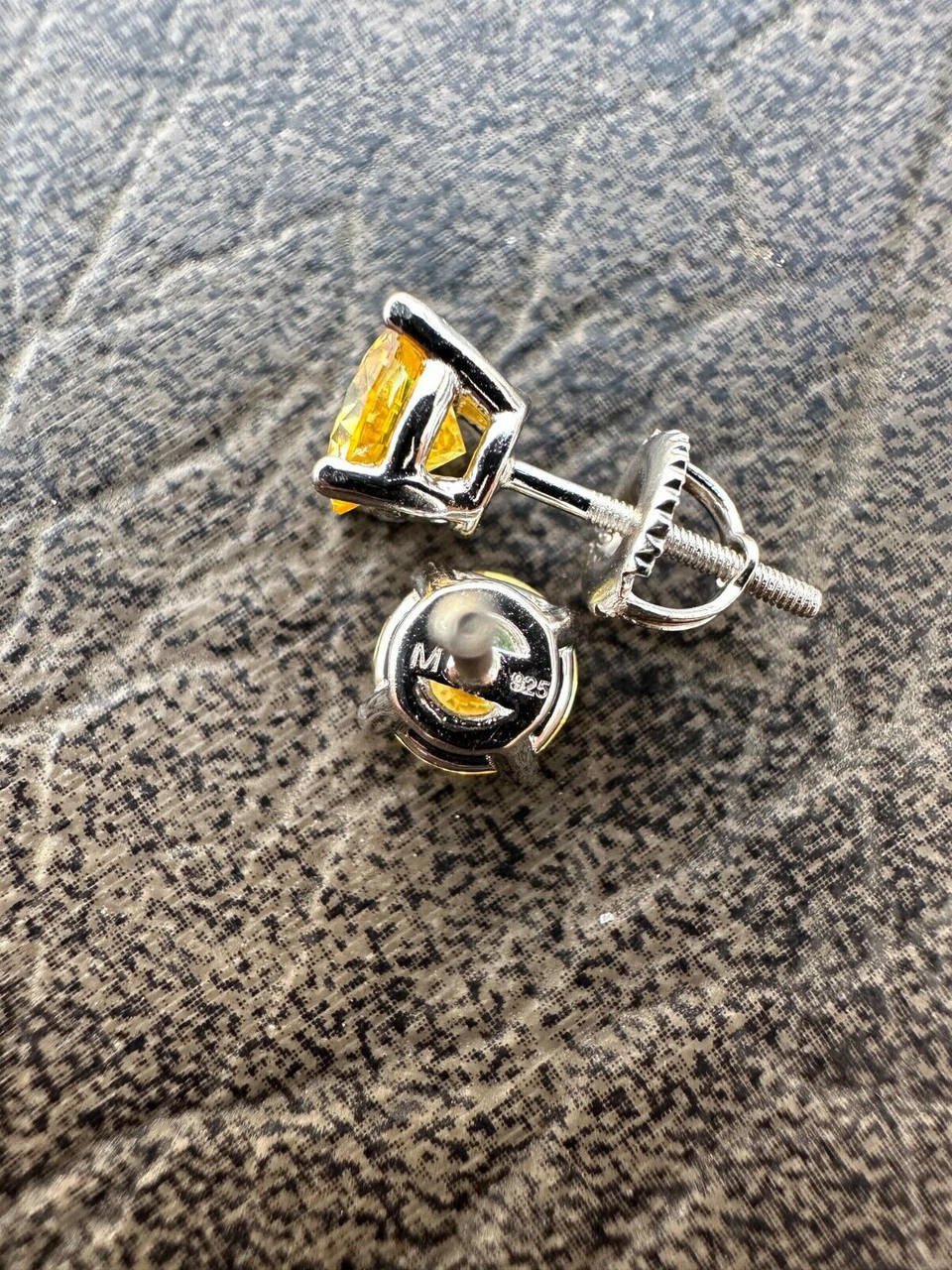 Canary Yellow MOISSANITE Solitaire Stud Earrings - 925 Silver - 3mm-8mm - 0.2-4ct