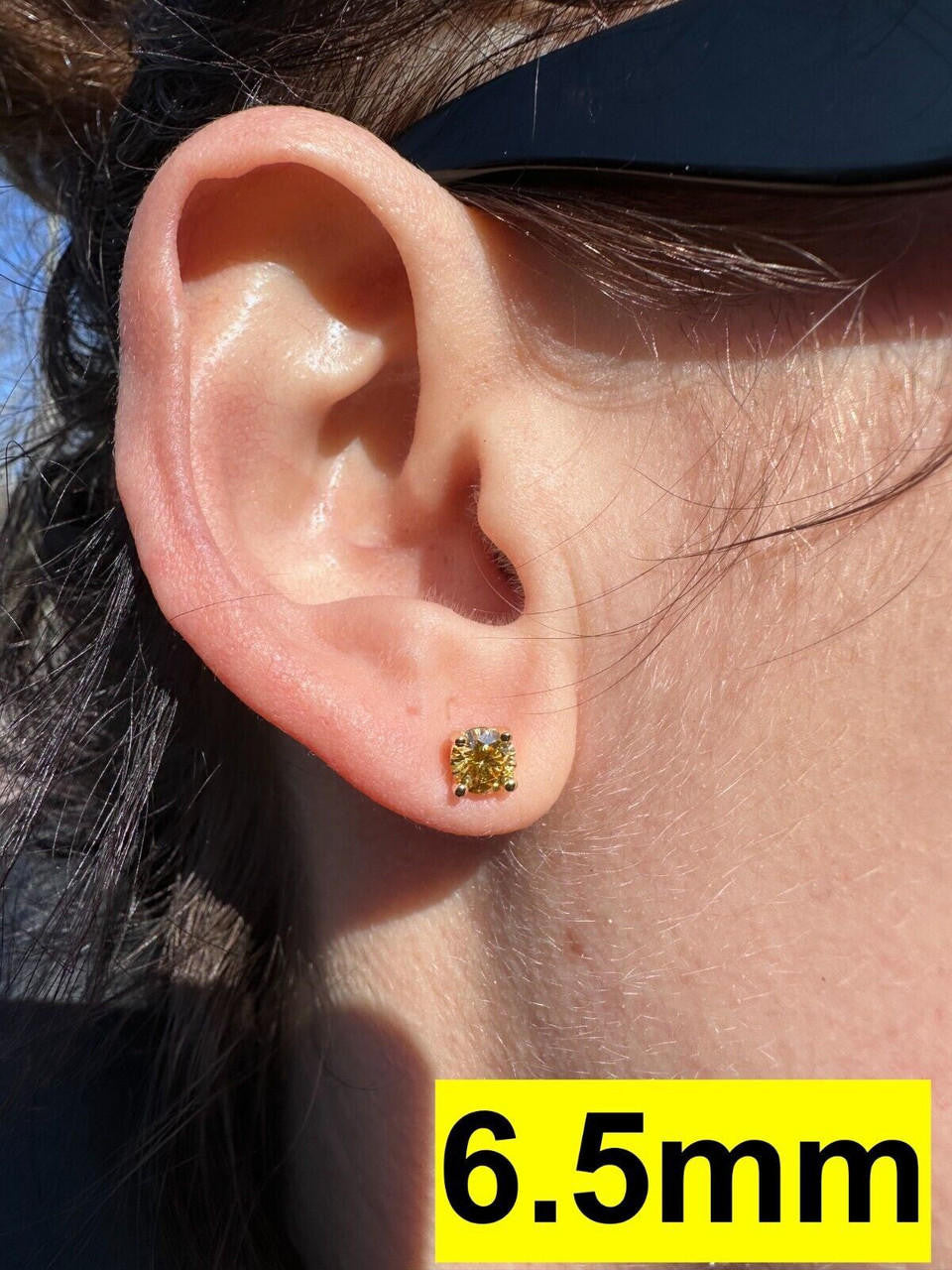 Canary Yellow MOISSANITE Solitaire Stud Earrings - 925 Silver - 3mm-8mm - 0.2-4ct