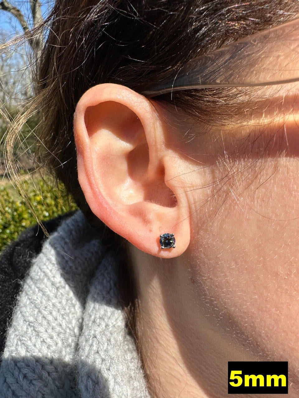 Dark Blue MOISSANITE Solitaire Stud Earrings - 925 Silver - 3mm-8mm - 0.2-4ct