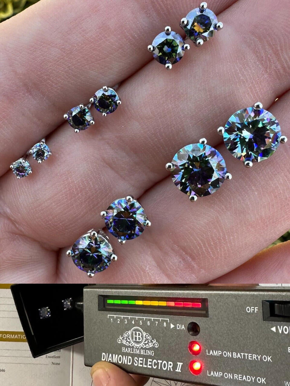 Dark Blue MOISSANITE Solitaire Stud Earrings - 925 Silver - 3mm-8mm - 0.2-4ct