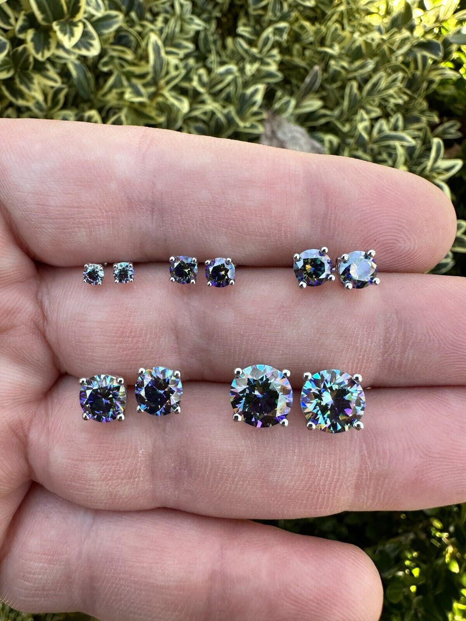 Dark Blue MOISSANITE Solitaire Stud Earrings - 925 Silver - 3mm-8mm - 0.2-4ct