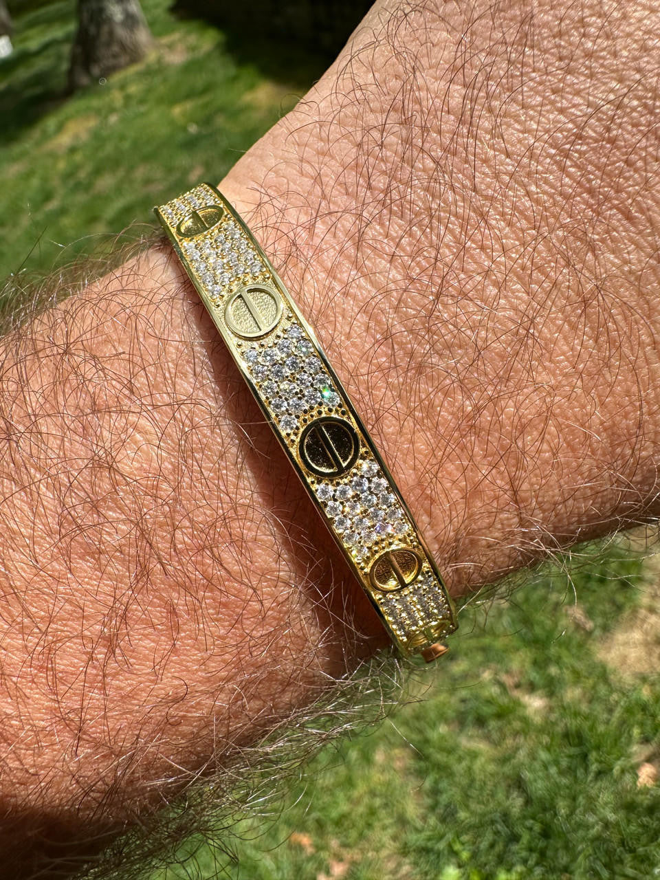 MOISSANITE Classic Love Bangle Bracelet Fully Iced Out - 14k Gold Vermeil 925 Silver - 5.5"-8"