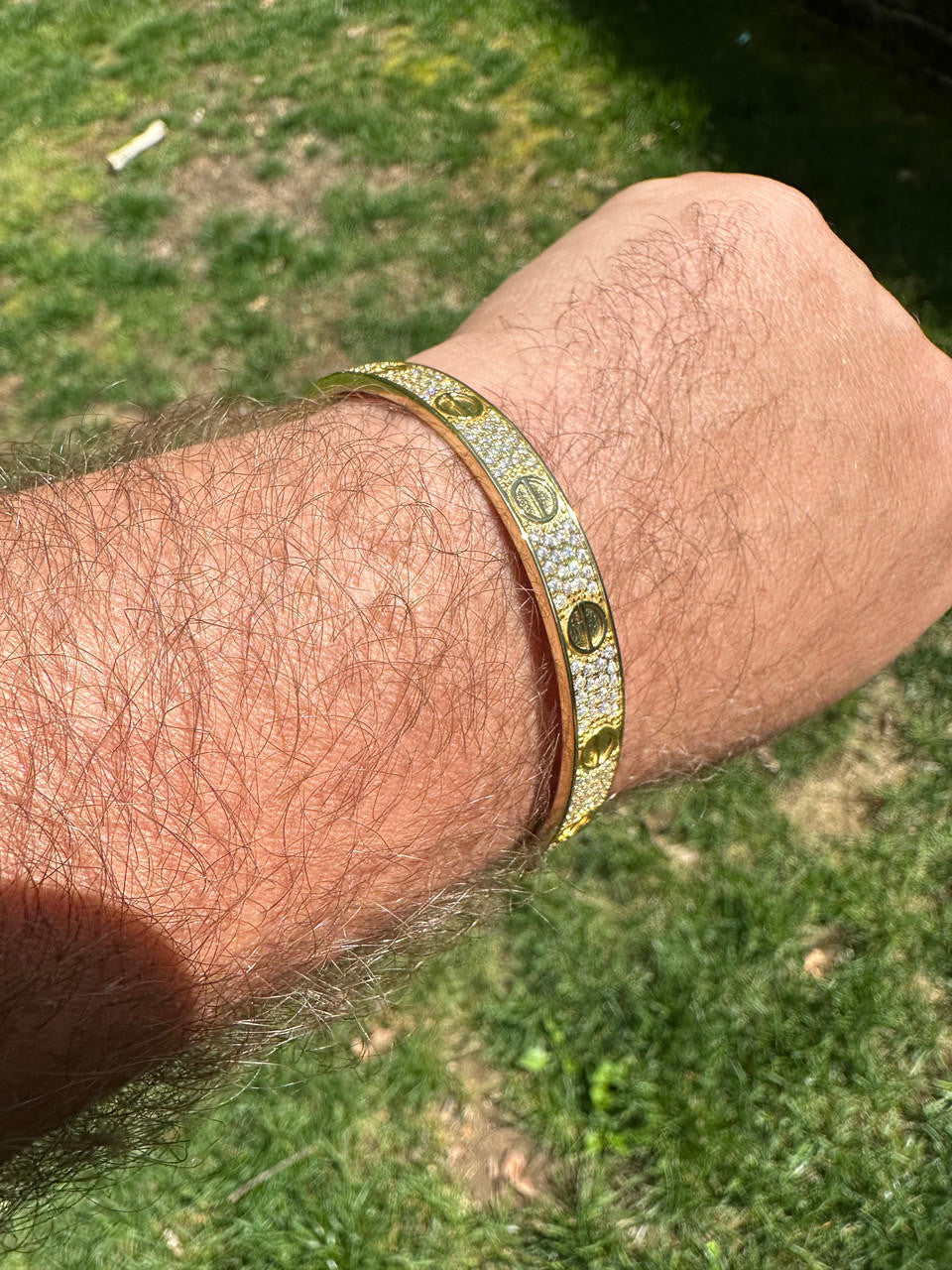 MOISSANITE Classic Love Bangle Bracelet Fully Iced Out - 14k Gold Vermeil 925 Silver - 5.5"-8"