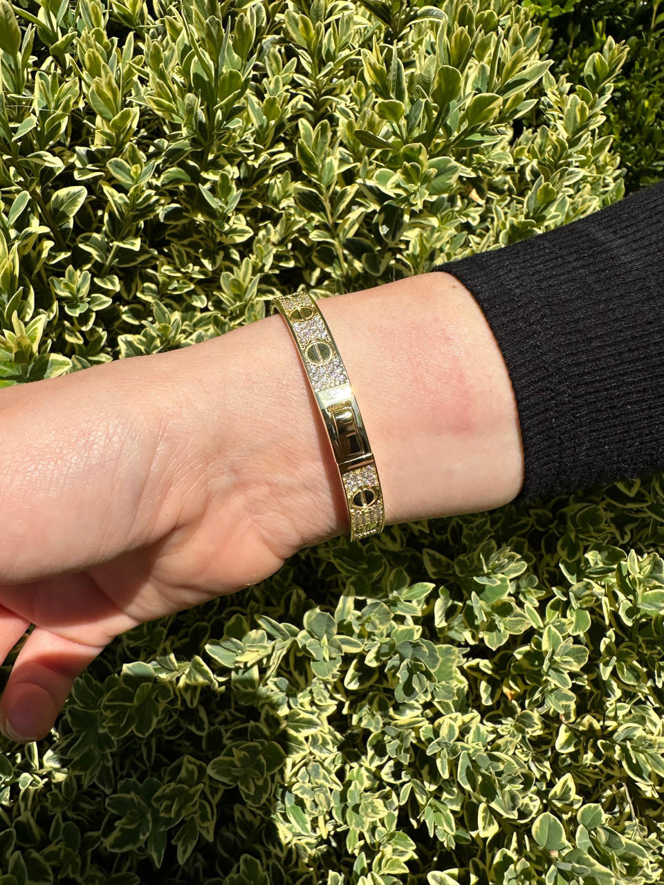 MOISSANITE Classic Love Bangle Bracelet Fully Iced Out - 14k Gold Vermeil 925 Silver - 5.5"-8"