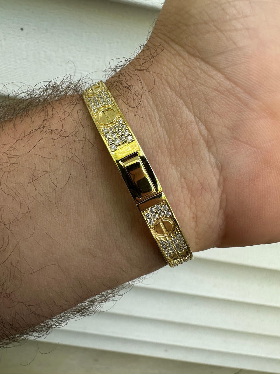 MOISSANITE Classic Love Bangle Bracelet Fully Iced Out - 14k Gold Vermeil 925 Silver - 5.5"-8"