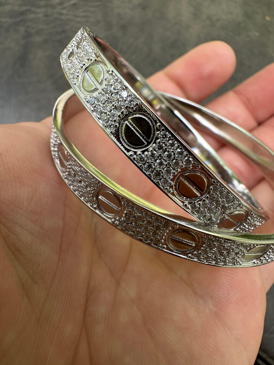MOISSANITE Classic Love Bangle Bracelet Fully Iced Out - 925 Silver - 5.5"-8"