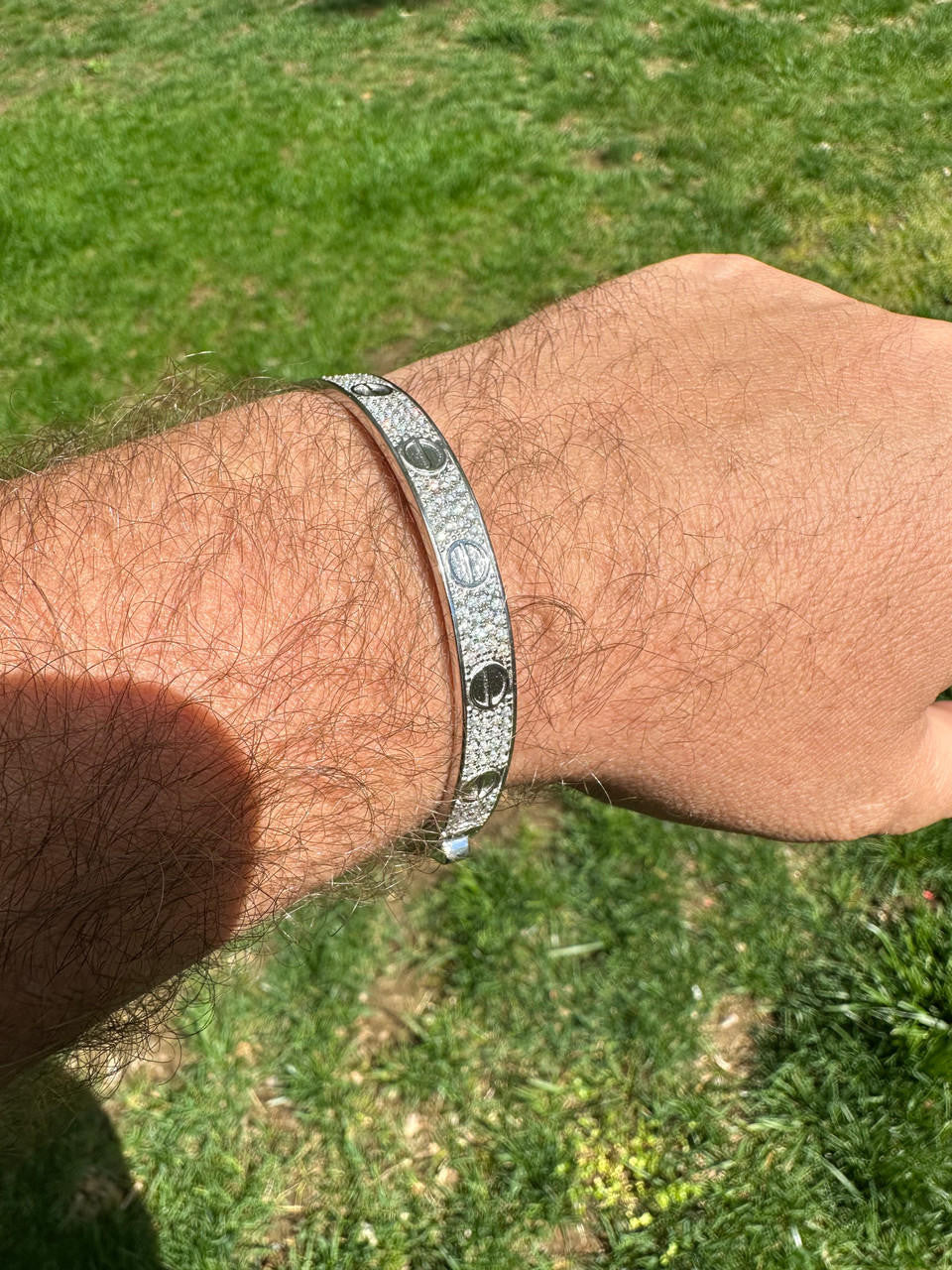 MOISSANITE Classic Love Bangle Bracelet Fully Iced Out - 925 Silver - 5.5"-8"
