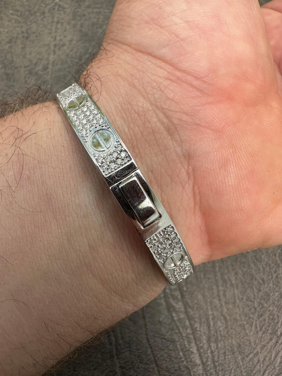 MOISSANITE Classic Love Bangle Bracelet Fully Iced Out - 925 Silver - 5.5"-8"