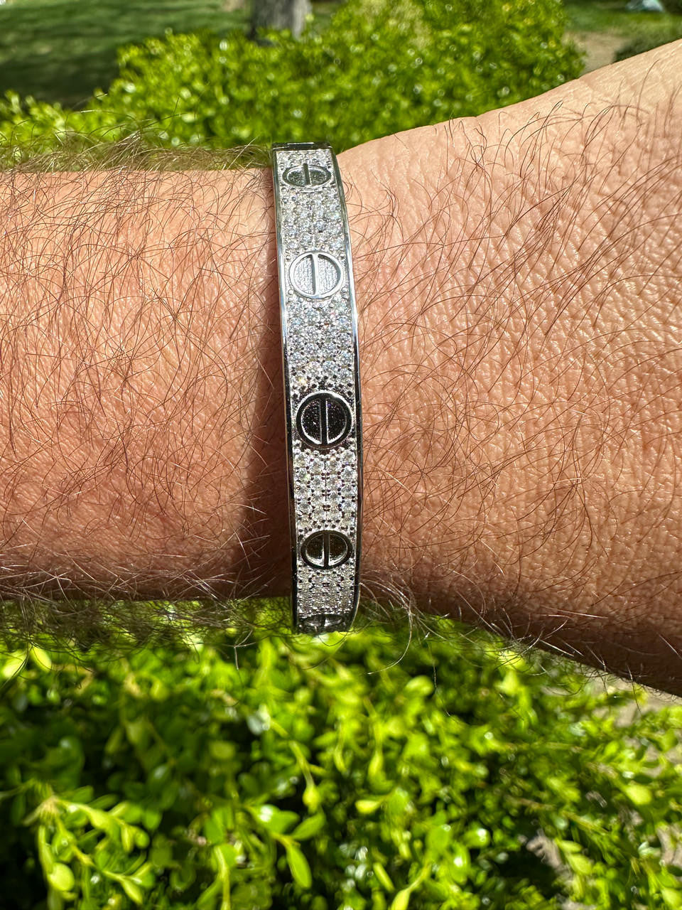 MOISSANITE Classic Love Bangle Bracelet Fully Iced Out - 925 Silver - 5.5"-8"