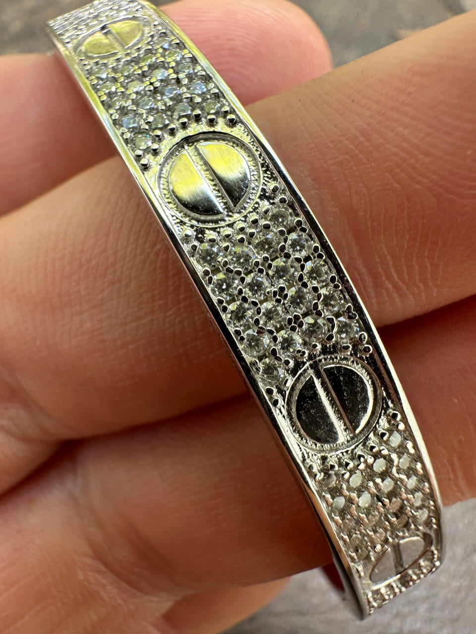 MOISSANITE Classic Love Bangle Bracelet Fully Iced Out - 925 Silver - 5.5"-8"