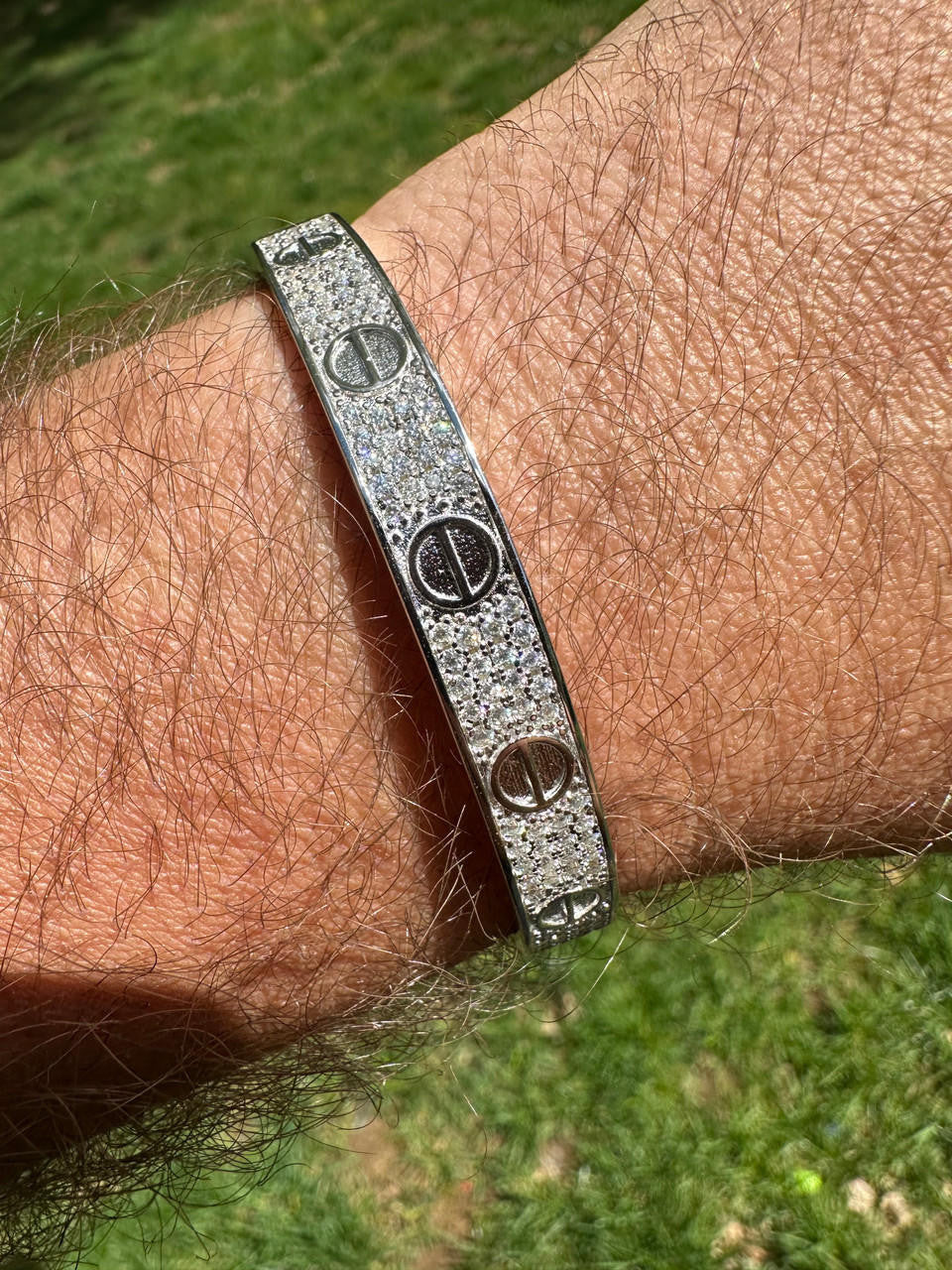 MOISSANITE Classic Love Bangle Bracelet Fully Iced Out - 925 Silver - 5.5"-8"