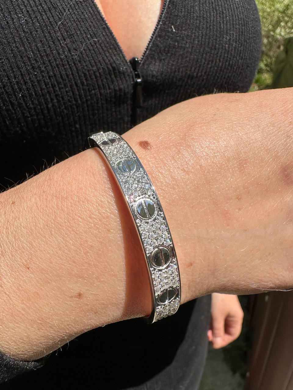 MOISSANITE Classic Love Bangle Bracelet Fully Iced Out - 925 Silver - 5.5"-8"