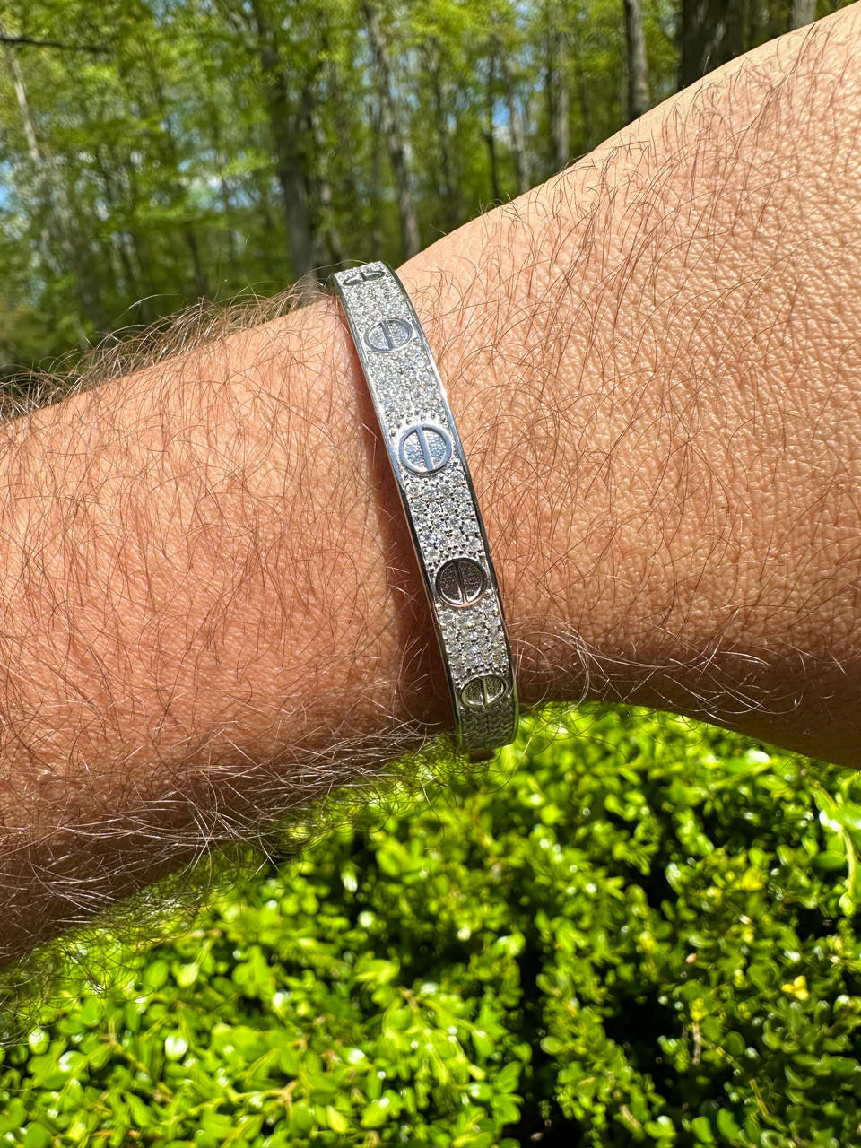 MOISSANITE Classic Love Bangle Bracelet Fully Iced Out - 925 Silver - 5.5"-8"