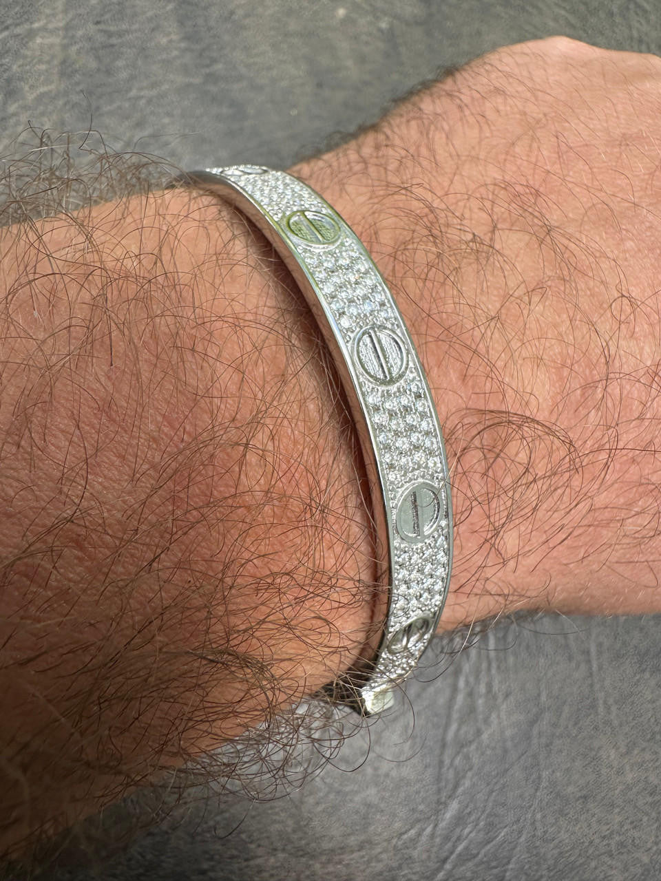 MOISSANITE Classic Love Bangle Bracelet Fully Iced Out - 925 Silver - 5.5"-8"