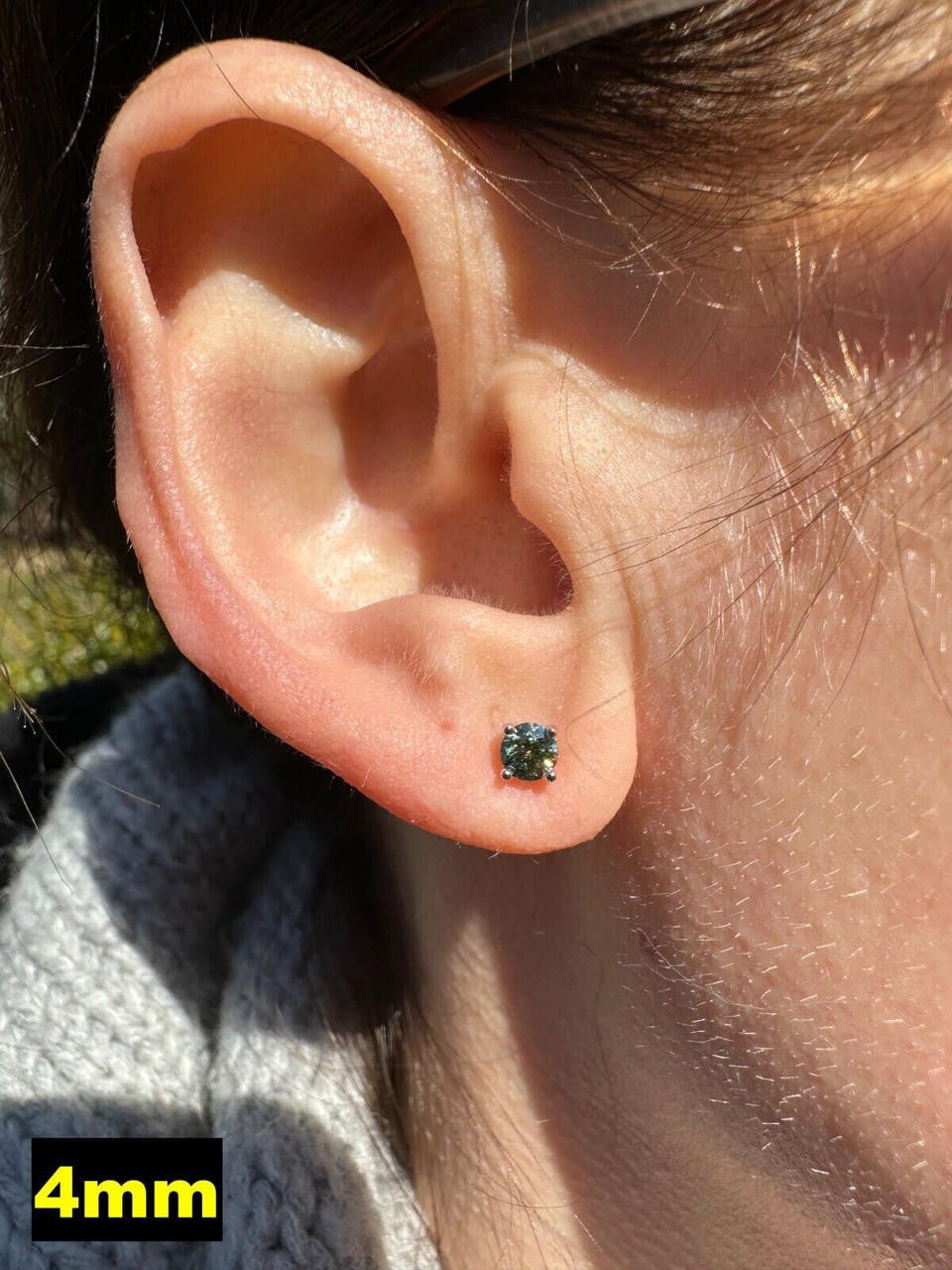 Tiffany Blue Green MOISSANITE Solitaire Stud Earrings - 925 Silver - 3mm-8mm - 0.2-4ct