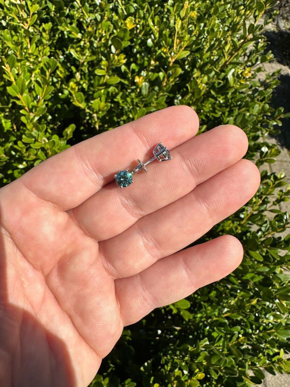 Tiffany Blue Green MOISSANITE Solitaire Stud Earrings - 925 Silver - 3mm-8mm - 0.2-4ct