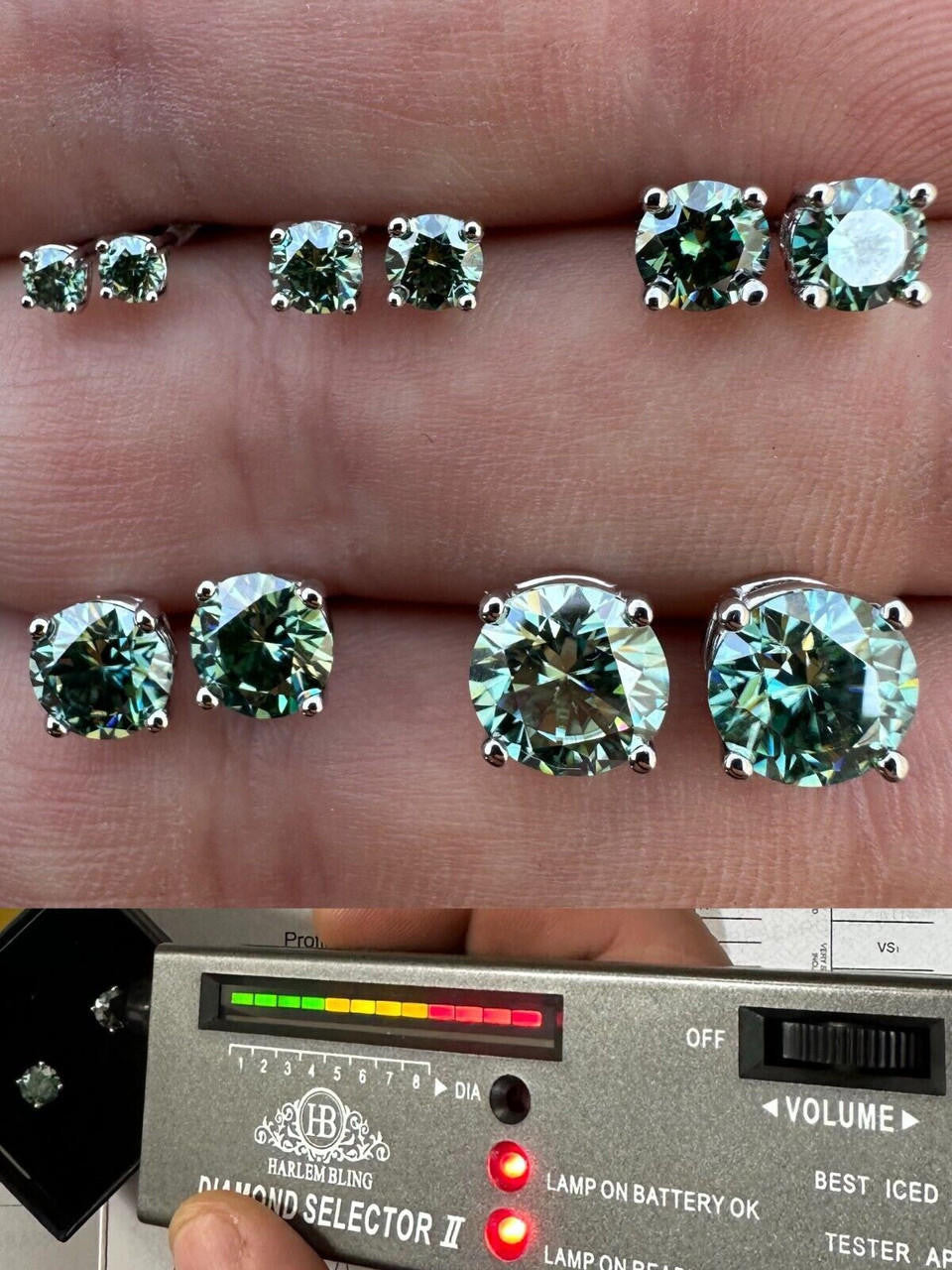 Tiffany Blue Green MOISSANITE Solitaire Stud Earrings - 925 Silver - 3mm-8mm - 0.2-4ct