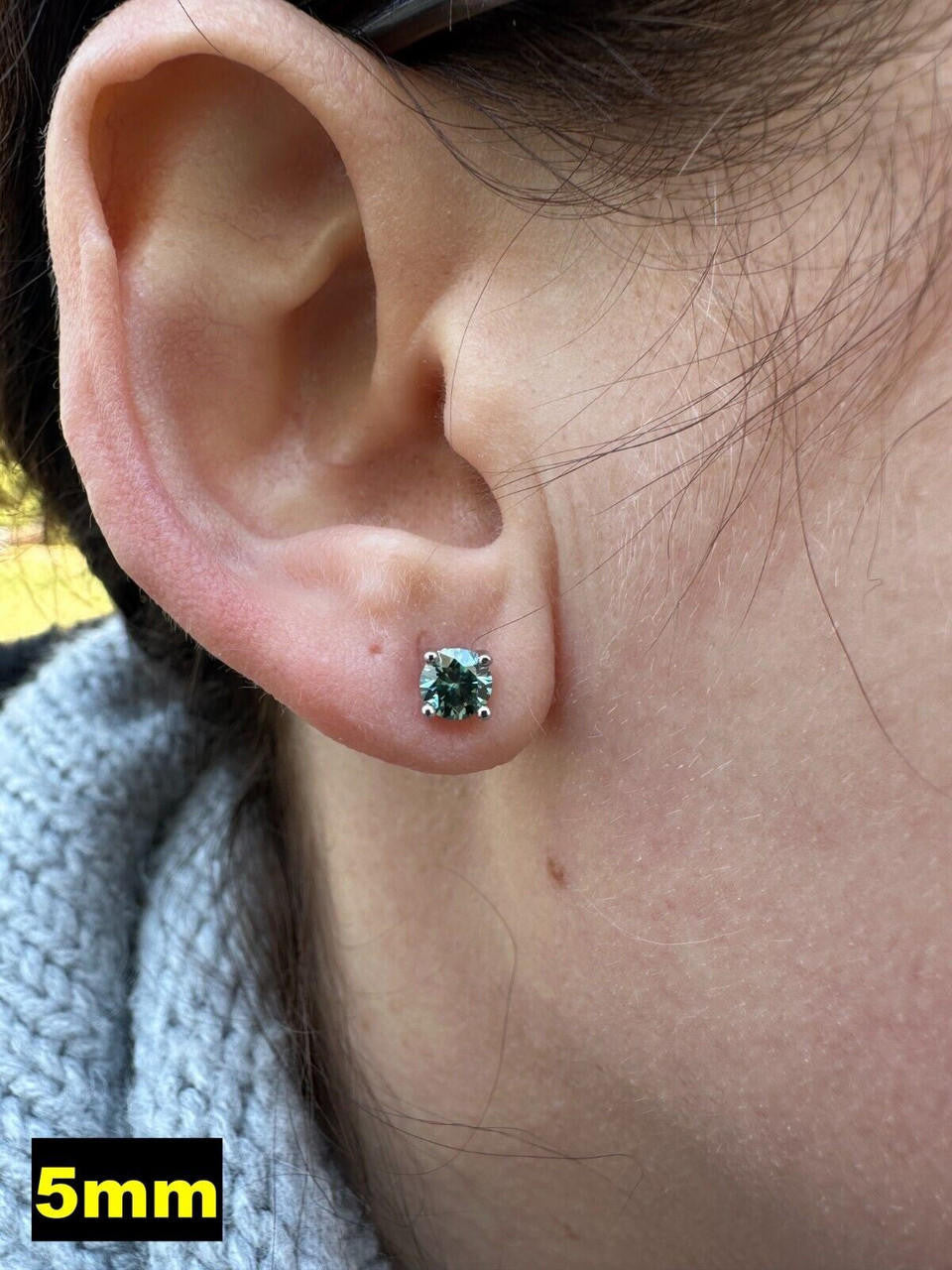 Tiffany Blue Green MOISSANITE Solitaire Stud Earrings - 925 Silver - 3mm-8mm - 0.2-4ct