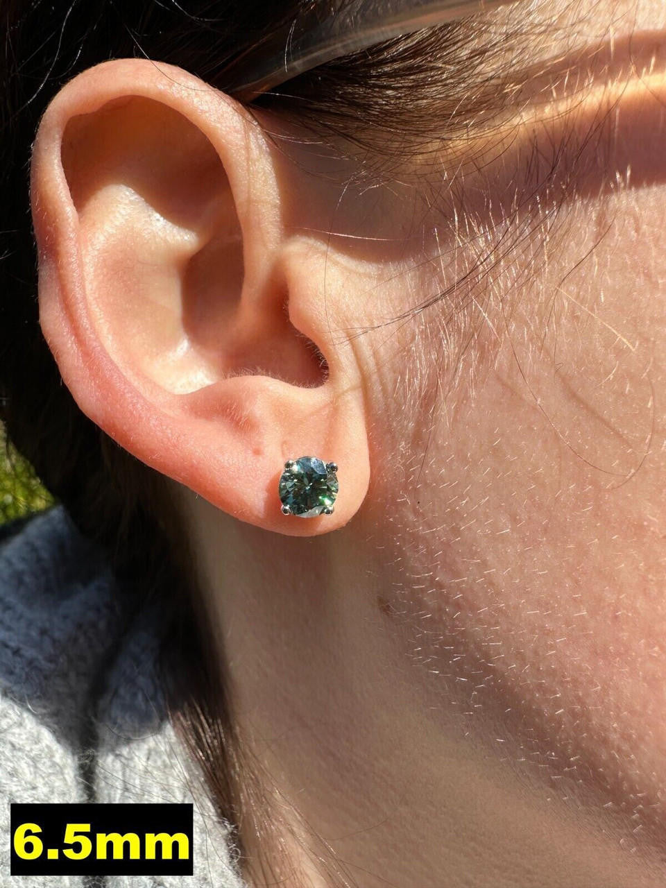 Tiffany Blue Green MOISSANITE Solitaire Stud Earrings - 925 Silver - 3mm-8mm - 0.2-4ct