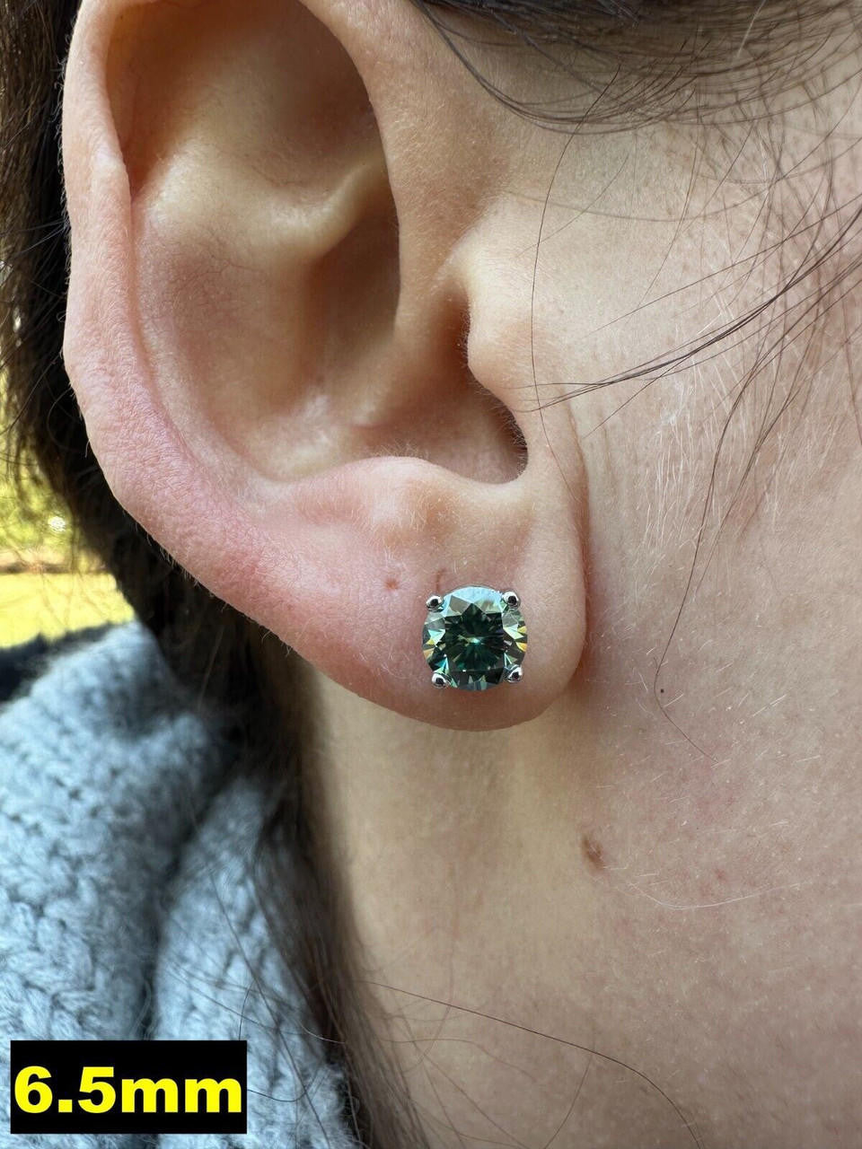 Tiffany Blue Green MOISSANITE Solitaire Stud Earrings - 925 Silver - 3mm-8mm - 0.2-4ct