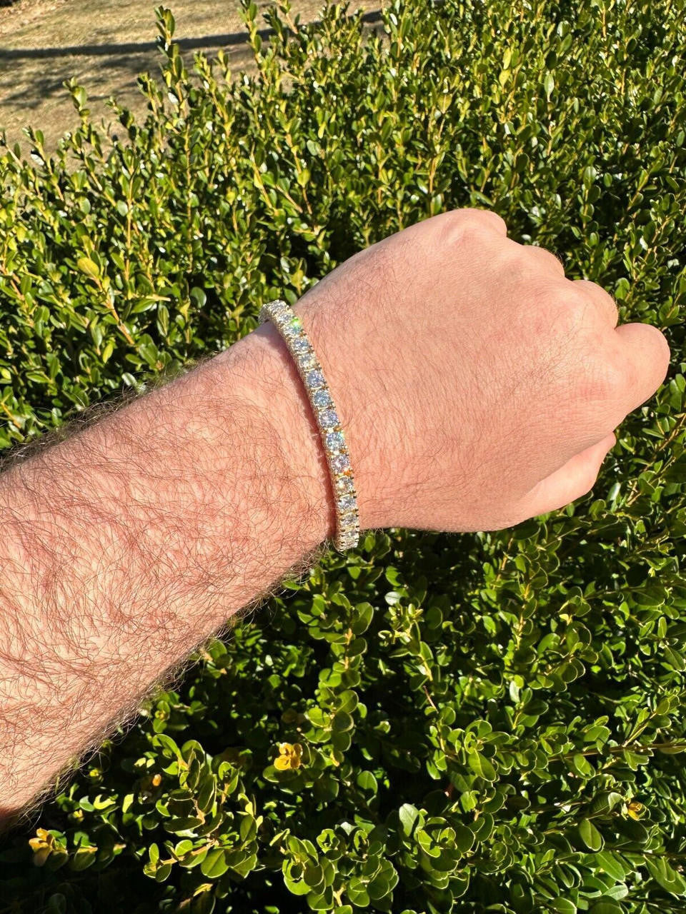 MOISSANITE Reinvented Tennis Bracelet Iced Out On All Sides - 14k Gold Vermeil 925 Silver - 5mm - 6" - 9"