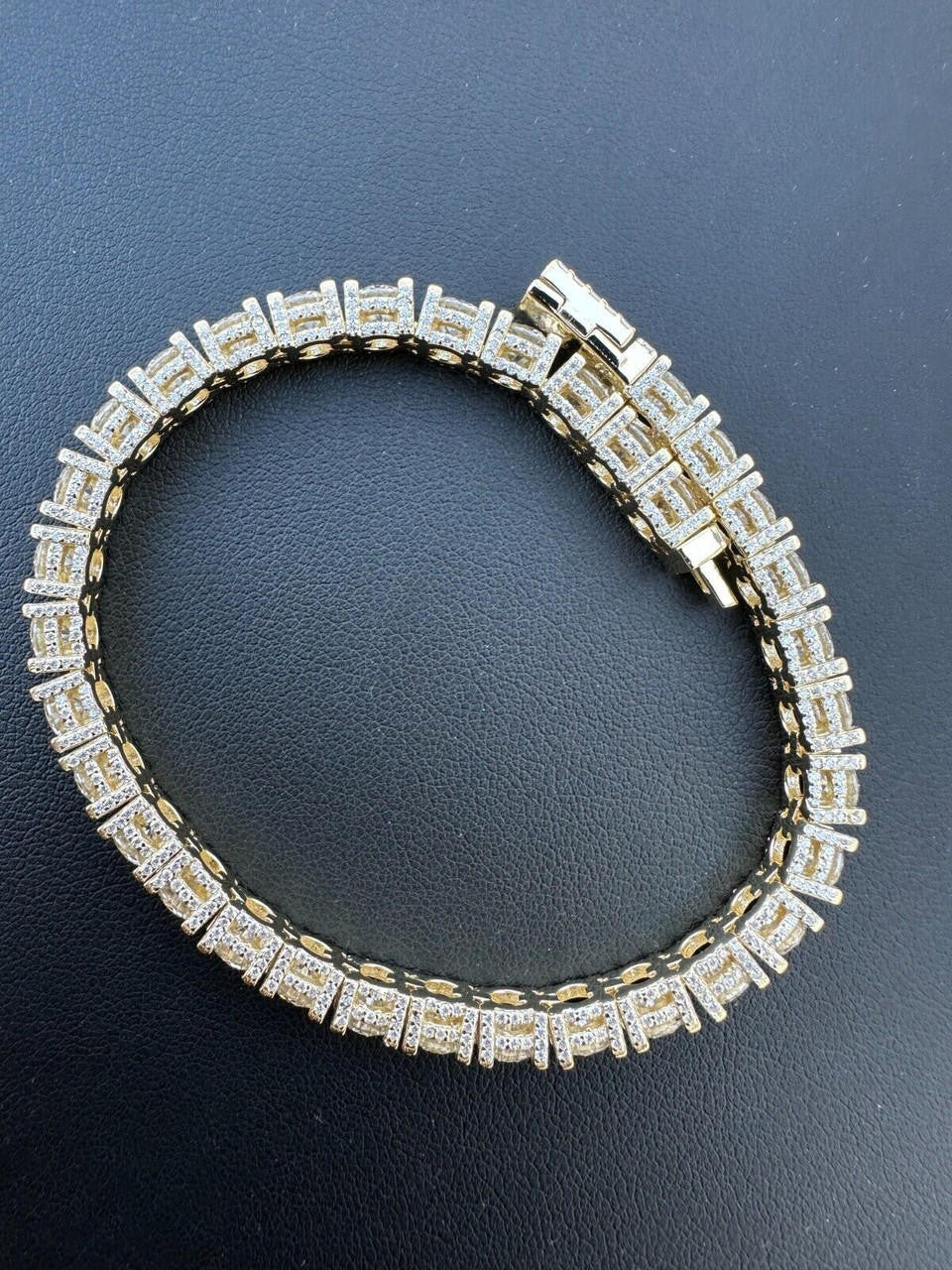 MOISSANITE Reinvented Tennis Bracelet Iced Out On All Sides - 14k Gold Vermeil 925 Silver - 5mm - 6" - 9"