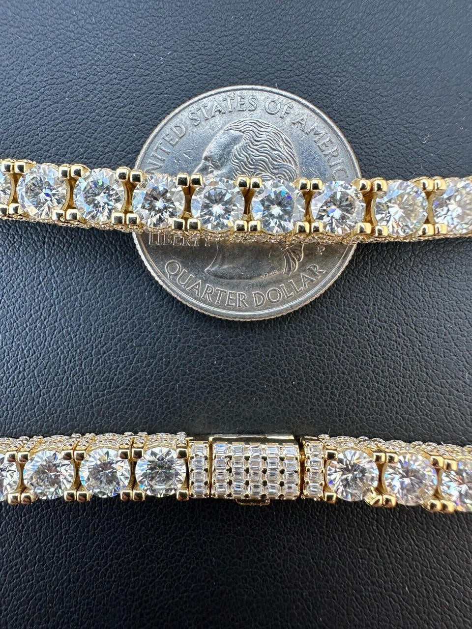 MOISSANITE Reinvented Tennis Bracelet Iced Out On All Sides - 14k Gold Vermeil 925 Silver - 5mm - 6" - 9"