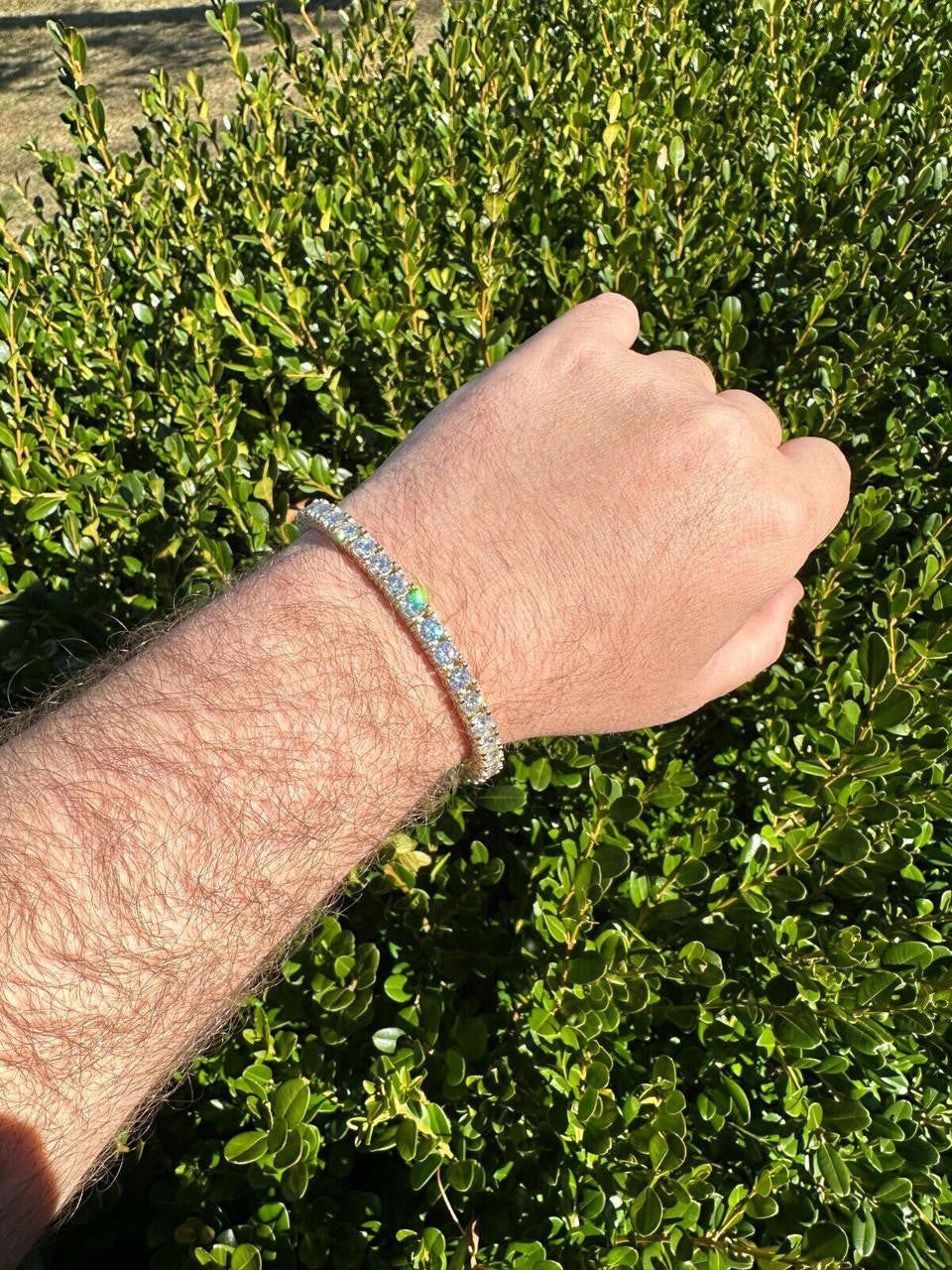 MOISSANITE Reinvented Tennis Bracelet Iced Out On All Sides - 14k Gold Vermeil 925 Silver - 5mm - 6" - 9"