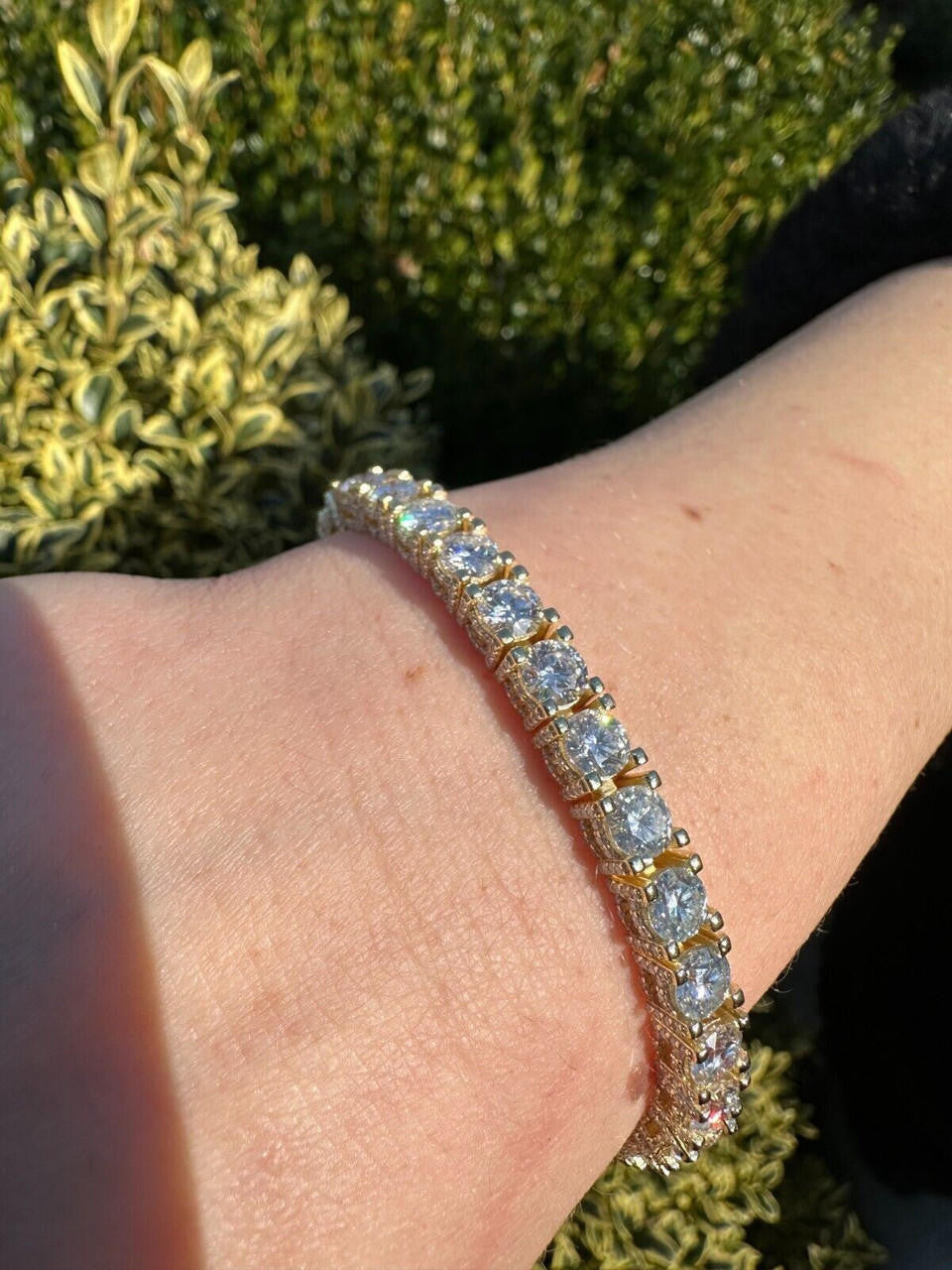 MOISSANITE Reinvented Tennis Bracelet Iced Out On All Sides - 14k Gold Vermeil 925 Silver - 5mm - 6" - 9"