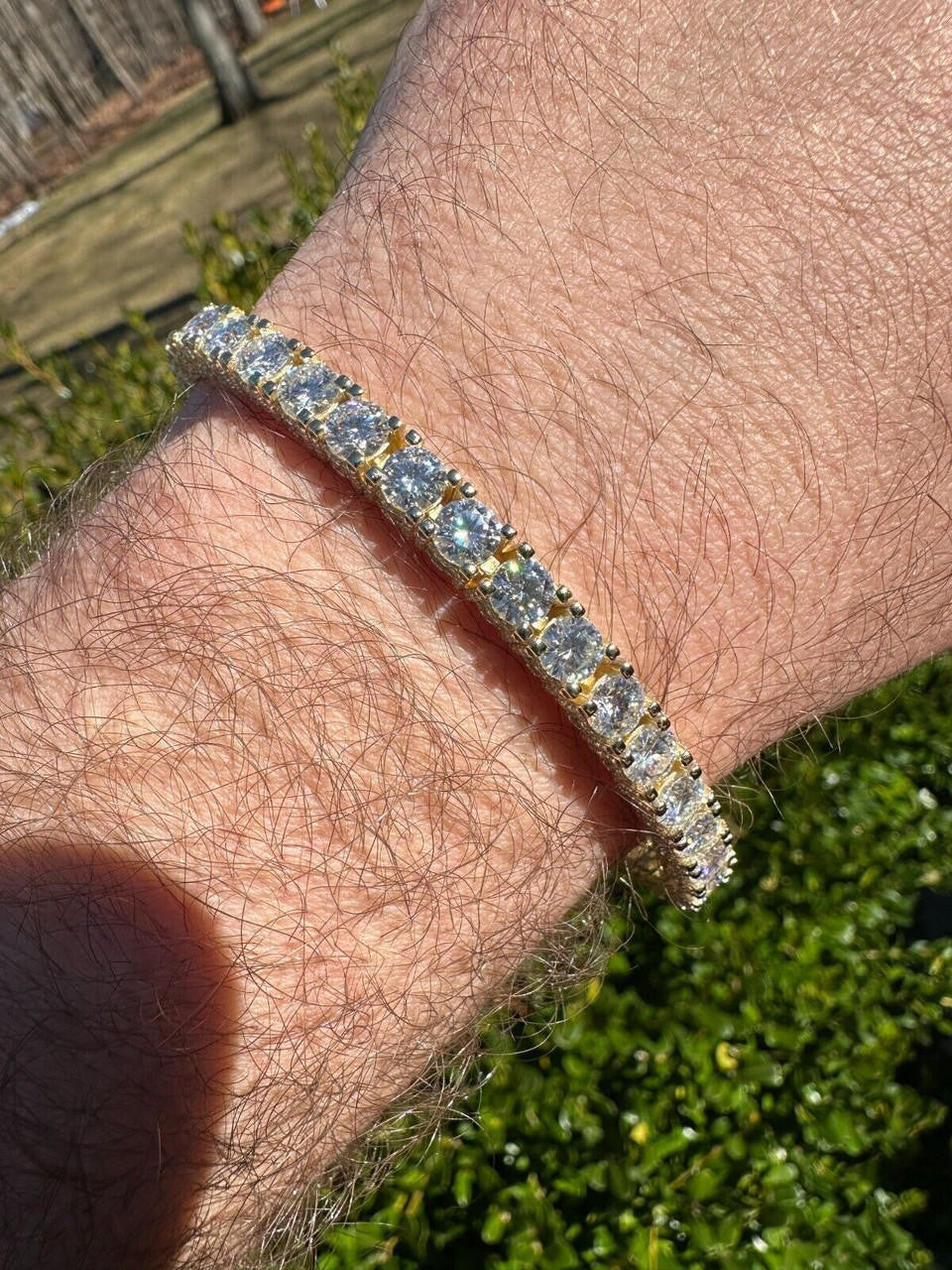 MOISSANITE Reinvented Tennis Bracelet Iced Out On All Sides - 14k Gold Vermeil 925 Silver - 5mm - 6" - 9"
