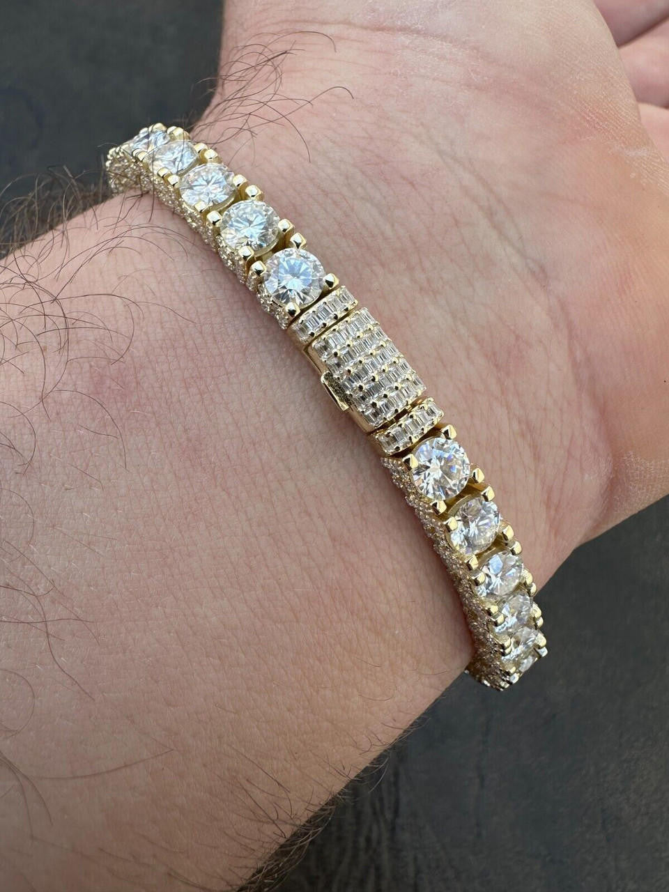 MOISSANITE Reinvented Tennis Bracelet Iced Out On All Sides - 14k Gold Vermeil 925 Silver - 5mm - 6" - 9"