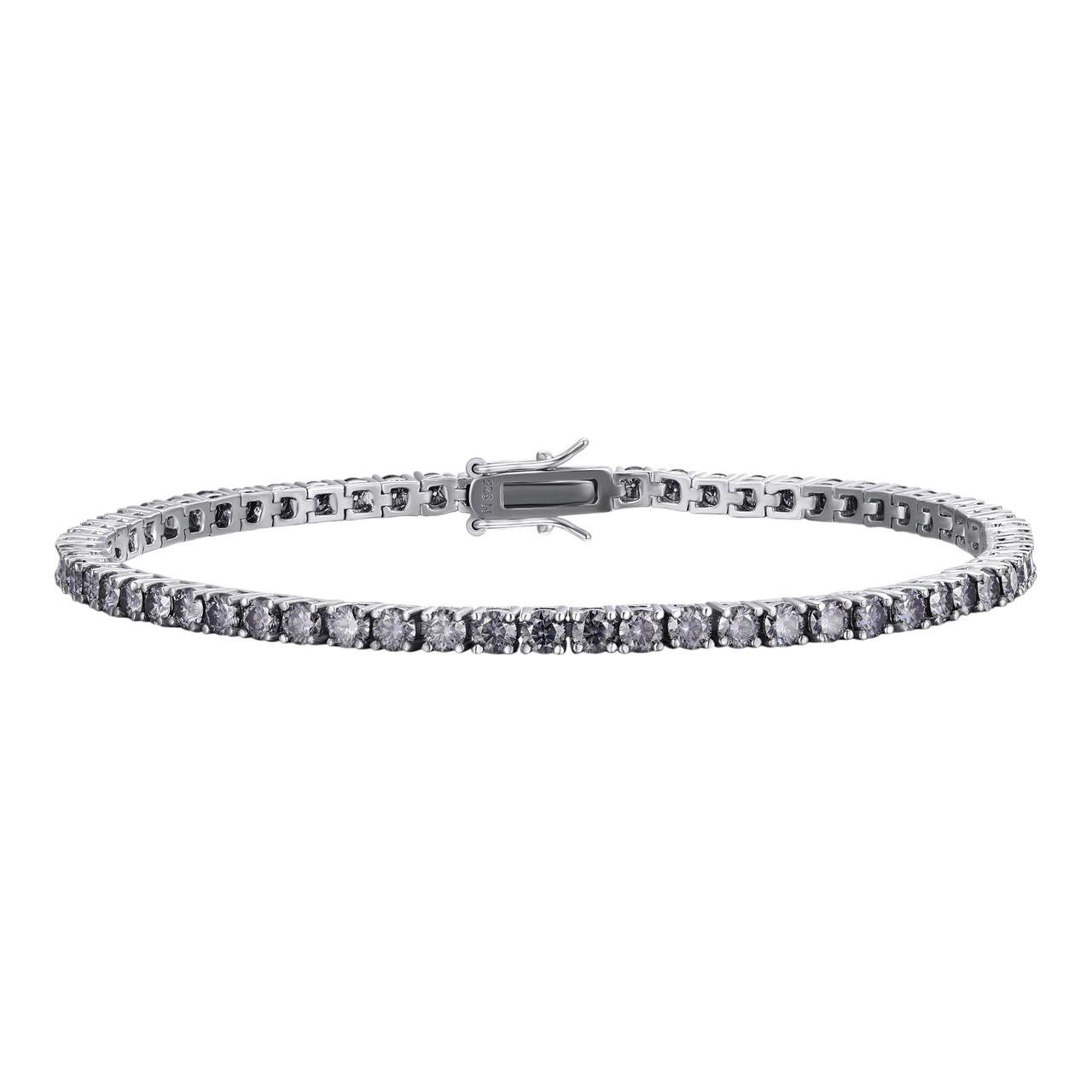 Real Iced Blue Gray MOISSANITE 3mm Tennis Bracelet 925 Silver Pass Diamond Test