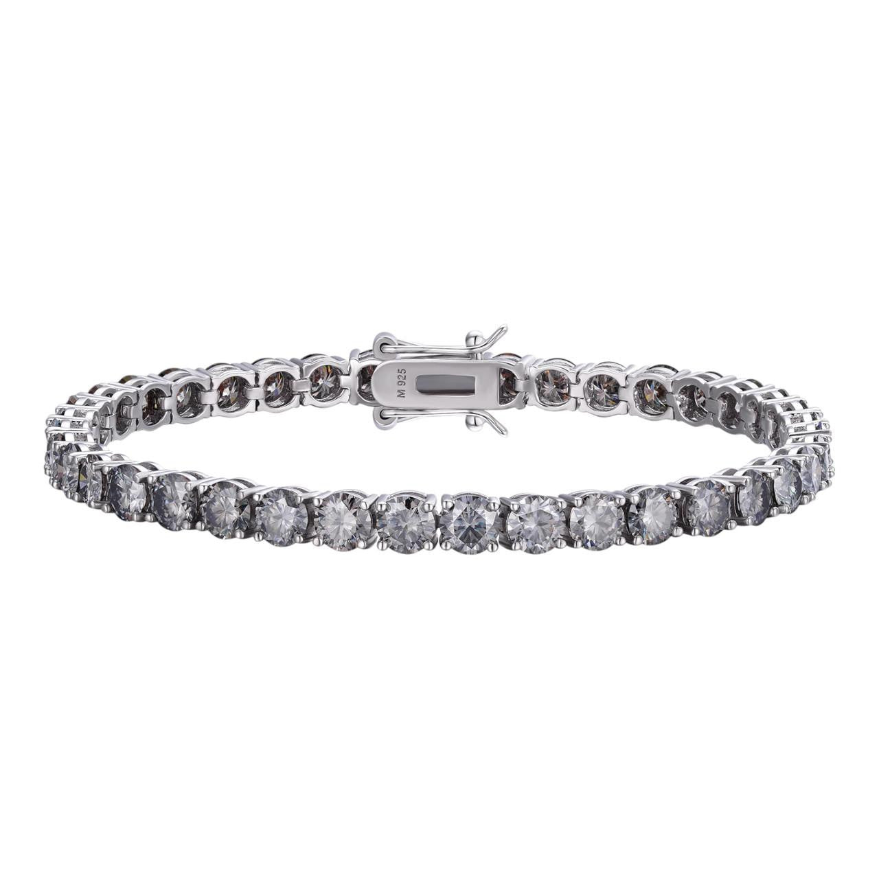 Real Iced Blue Gray MOISSANITE 5mm Tennis Bracelet 925 Silver Pass Diamond Test