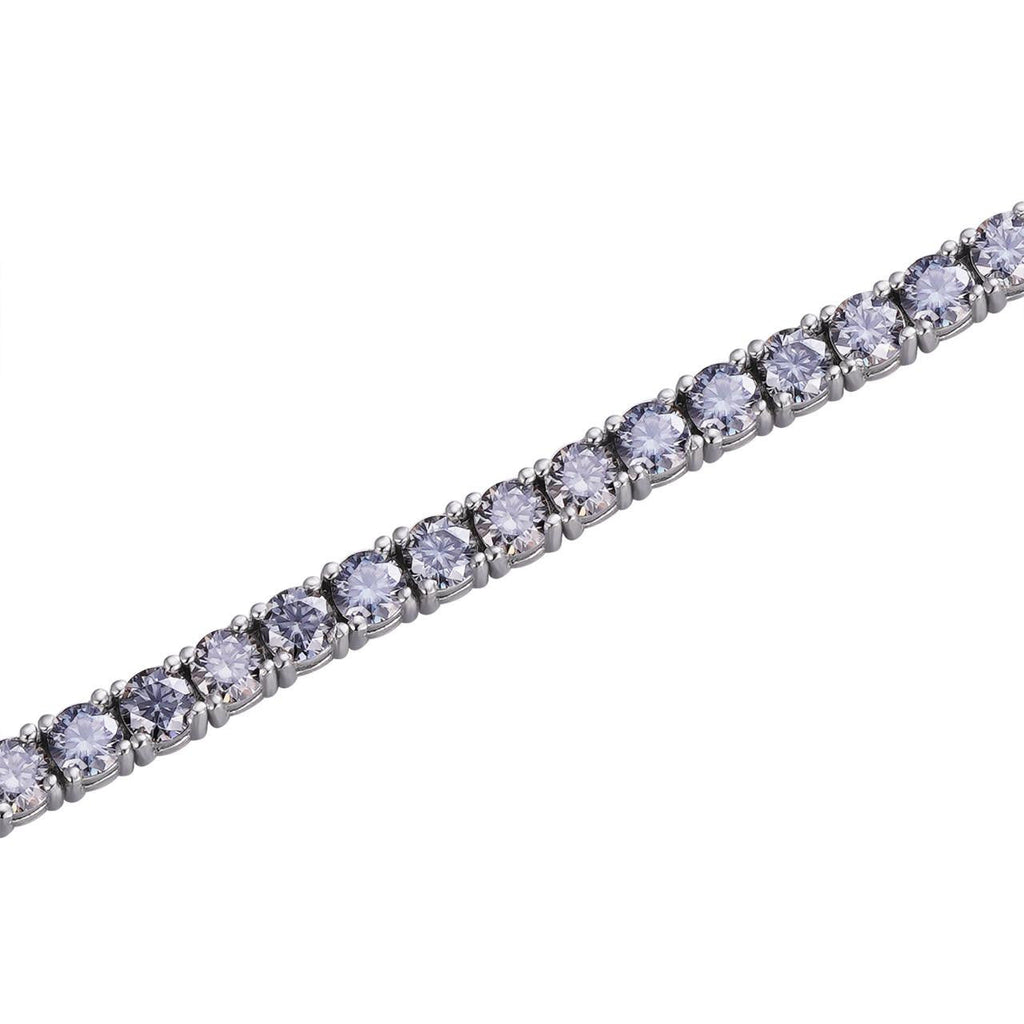 Real Iced Blue MOISSANITE 3mm Tennis Bracelet 925 Silver Pass Diamond Tester