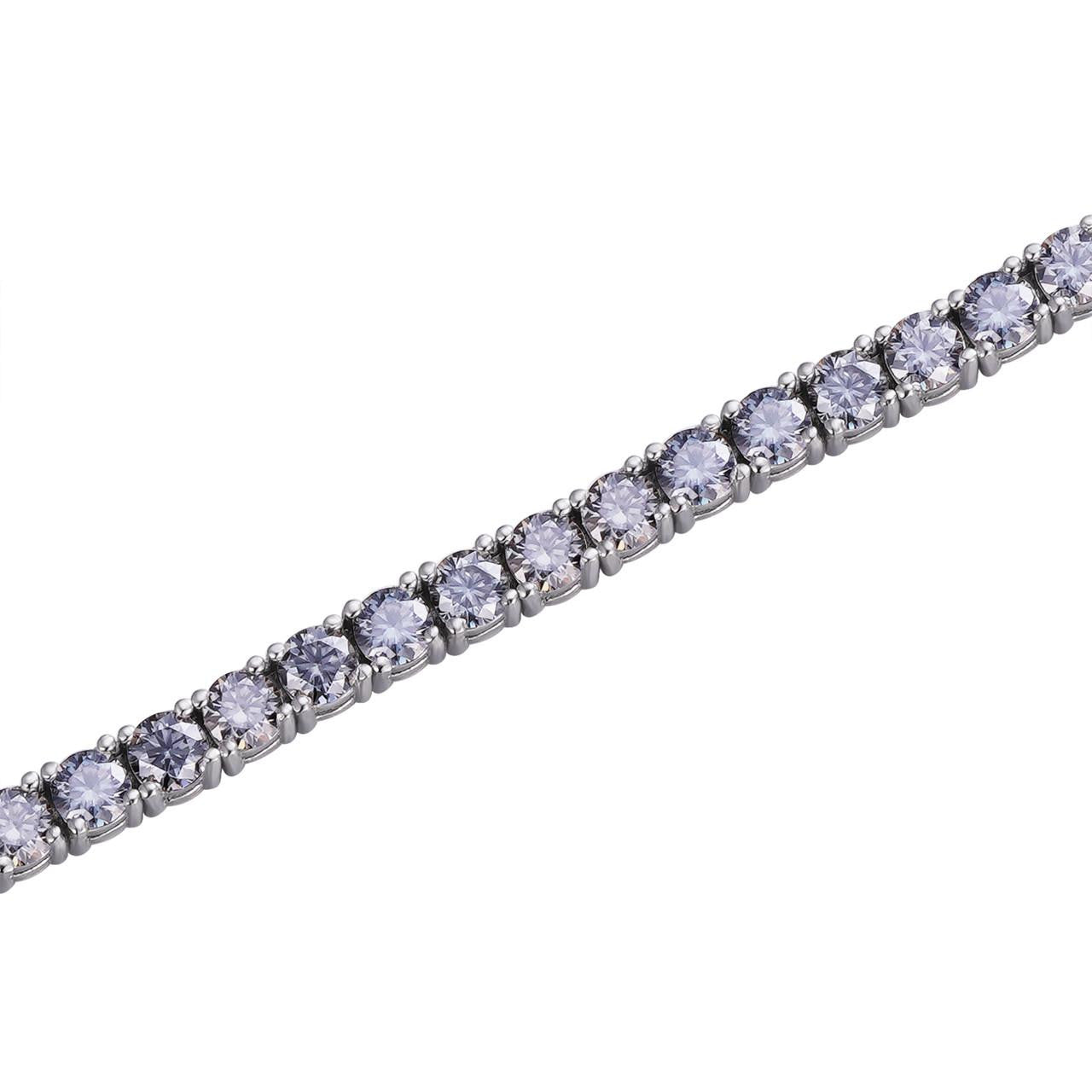 Real Iced Blue MOISSANITE 3mm Tennis Bracelet 925 Silver Pass Diamond Tester